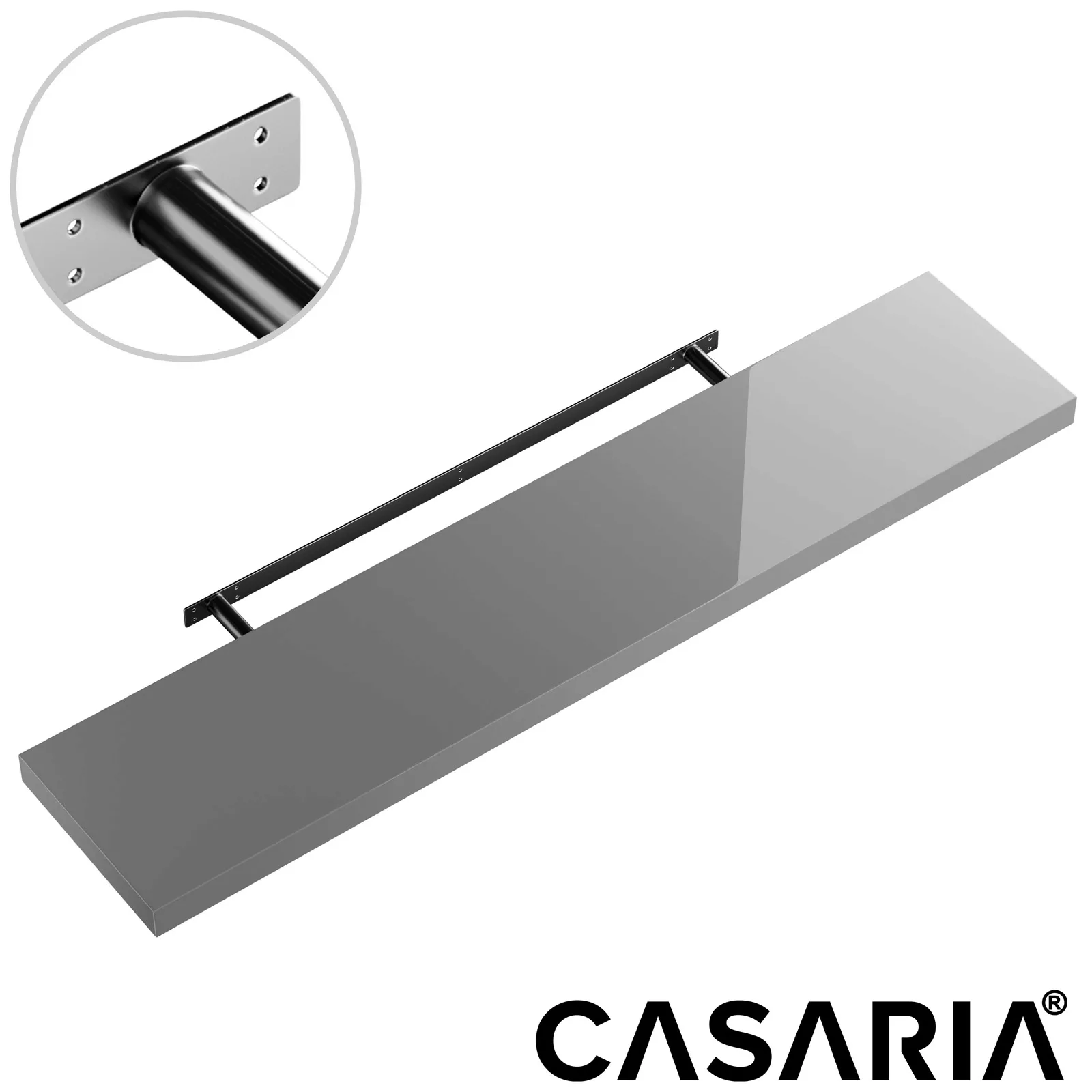 Wandregal Schweberegal 110cm 3er-Set Hochglanz Grau + Halterung günstig online kaufen