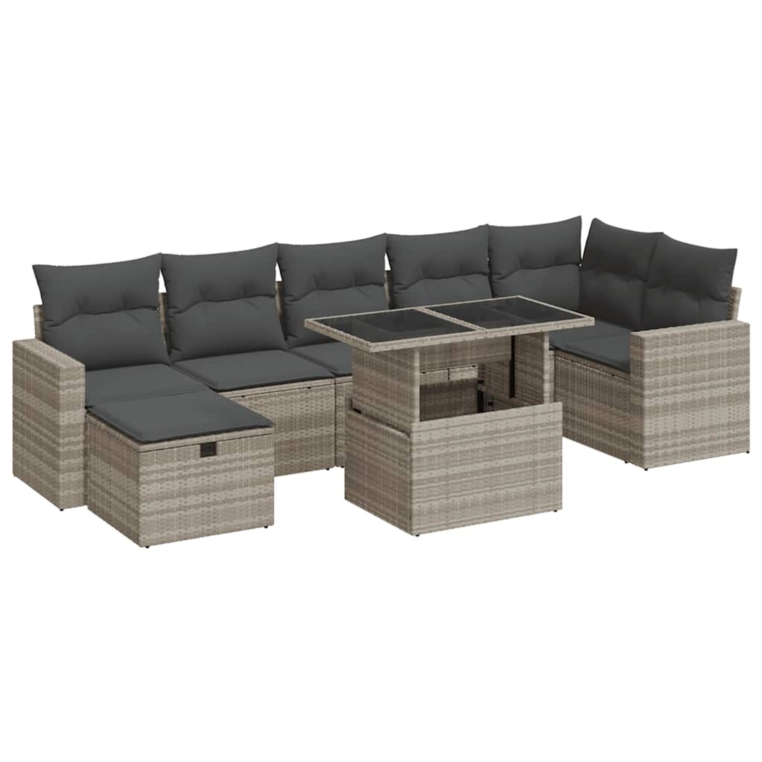 vidaXL 8-Tlg Garten-Sofagarnitur mit Kissen Hellgrau Poly Rattan 3327832 günstig online kaufen