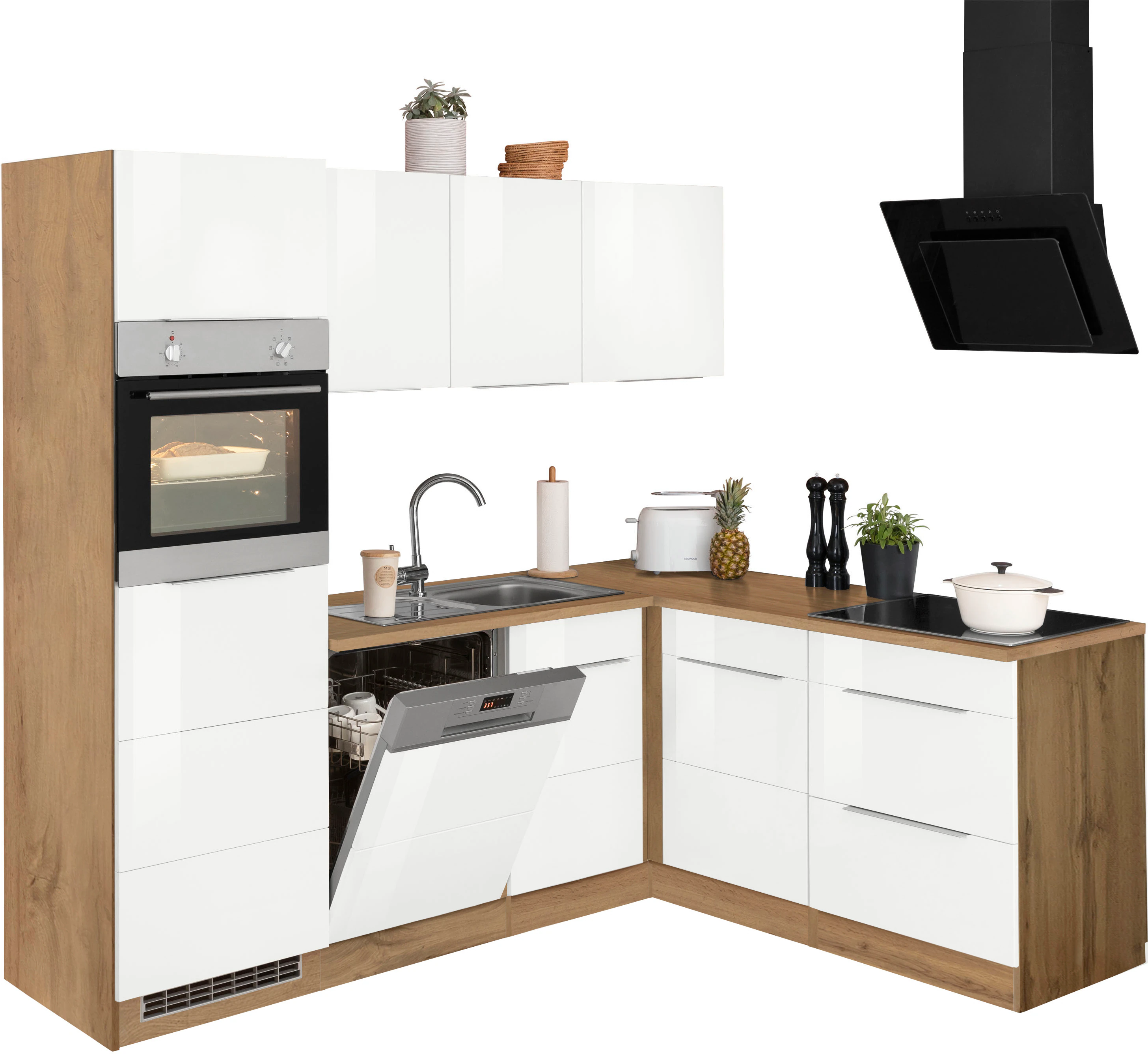 Kochstation Winkelküche "KS-Brindisi", mit E-Geräten, Stellbreite 230/170 c günstig online kaufen