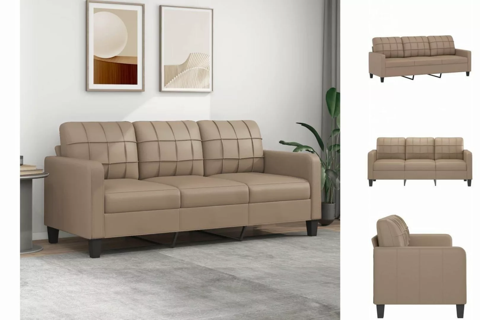 vidaXL Sofa 3-Sitzer Sofa Couch Möbel Cappuccino-Braun 180 cm Kunstleder günstig online kaufen