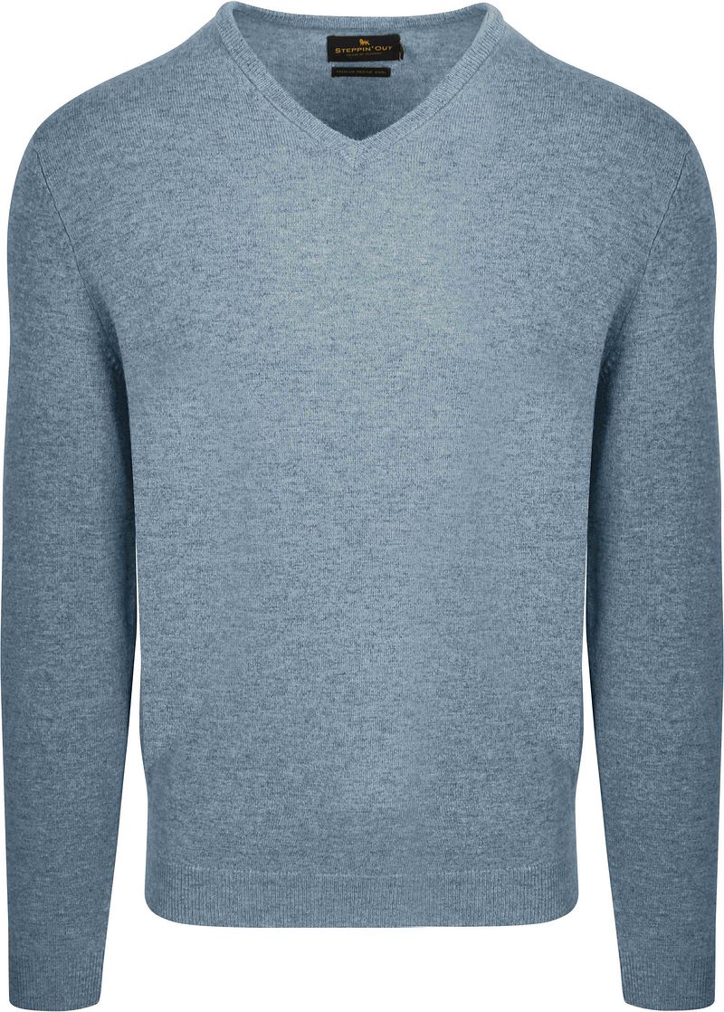 Steppin' Out Pullover V-Ausschnitt Merinowolle Sky Blue - Größe 3XL günstig online kaufen