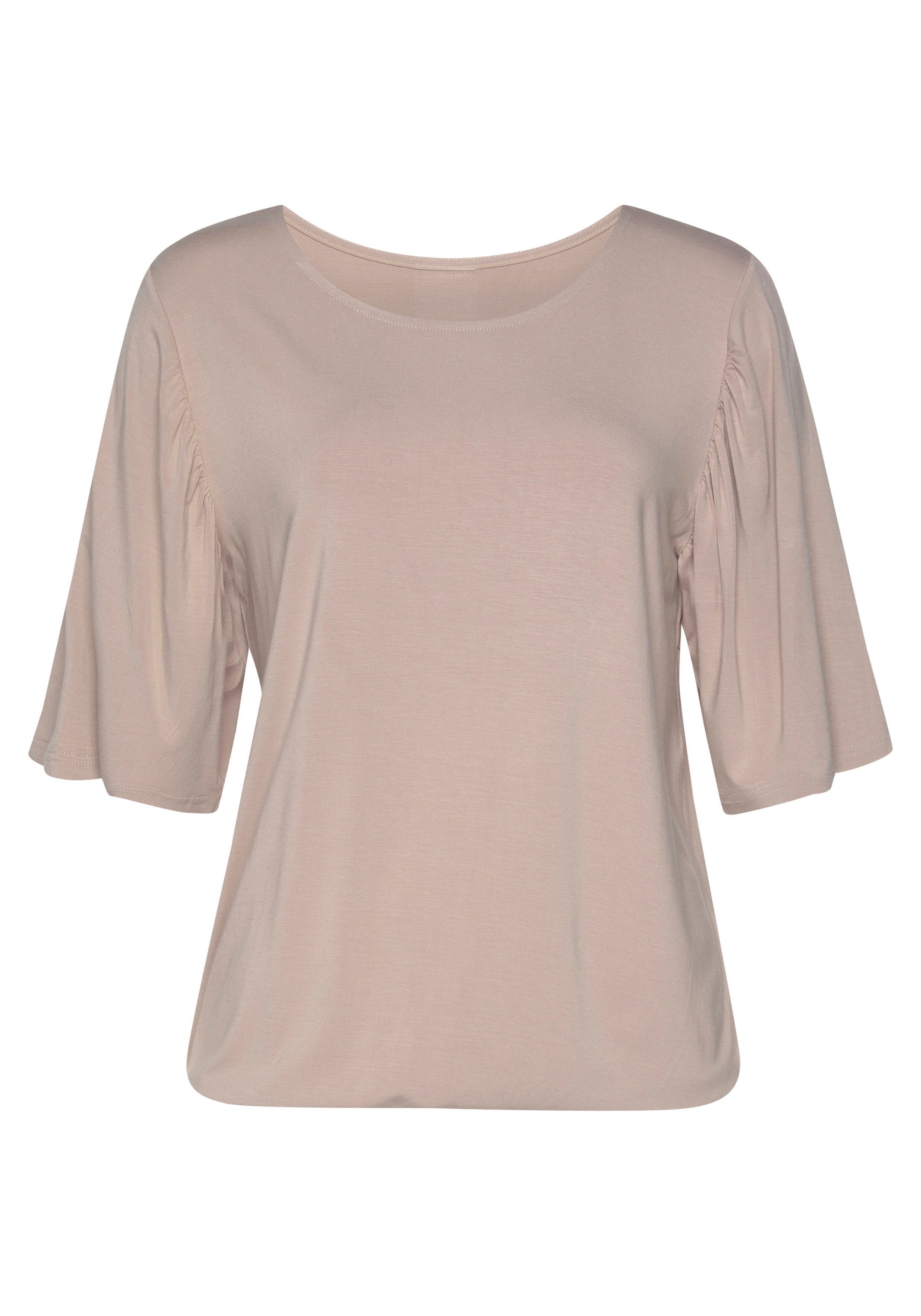 Vivance Rundhalsshirt "mit zarter Raffung an den Ärmeln", (2er-Pack), aus w günstig online kaufen