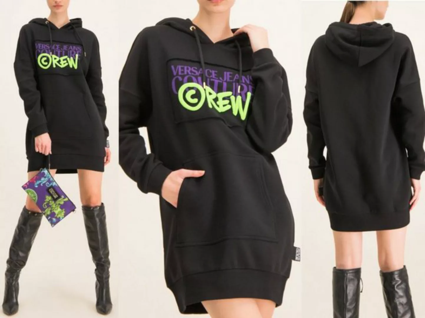 Versace Sweatkleid VERSACE JEANS COUTURE Hooded Dress Hoody Long Sweater Kl günstig online kaufen