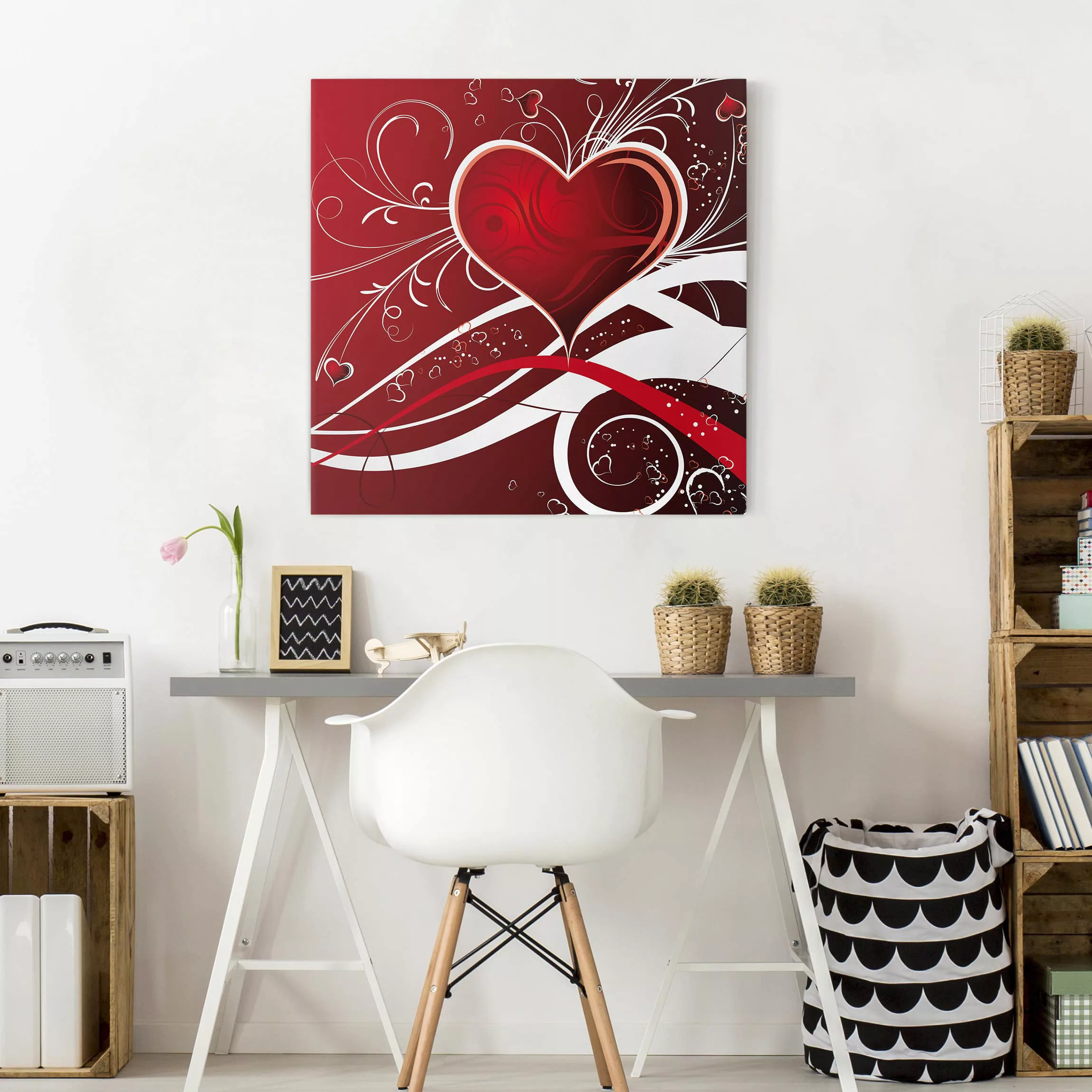 Leinwandbild - Quadrat Red Hearts günstig online kaufen