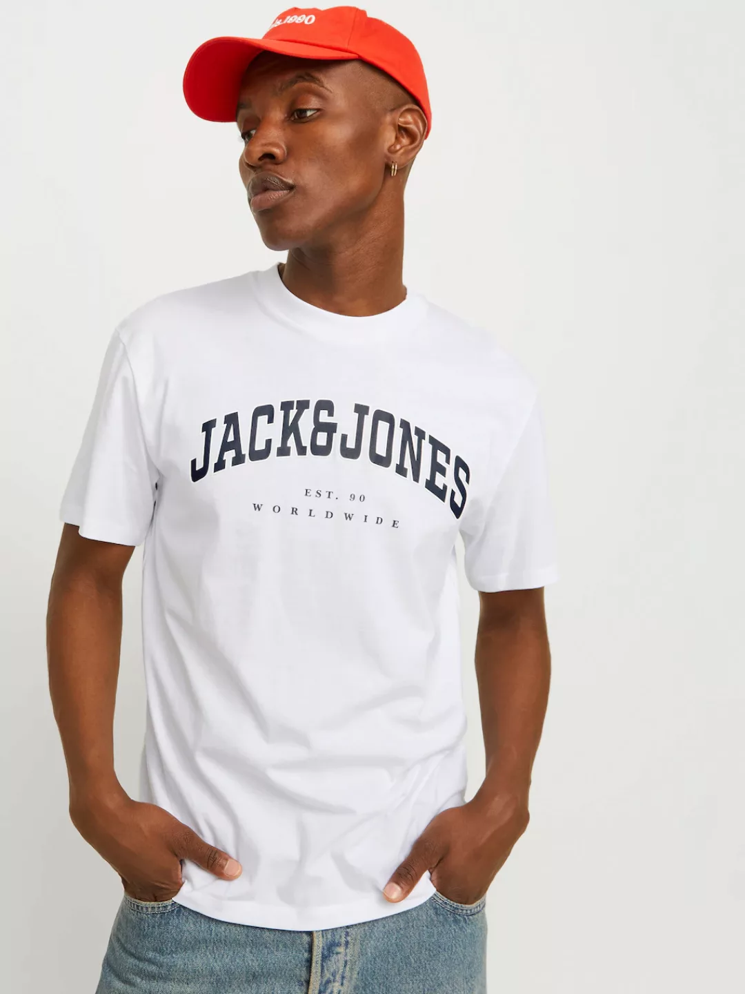 Jack & Jones Herren Rundhals T-Shirt JJECALEB VARSITY - Relaxed Fit günstig online kaufen