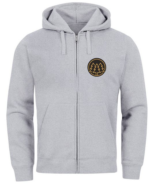 Neverless Sweatjacke Herren Sweatjacke mit Kapuze Logo Bäume Wald Print Out günstig online kaufen