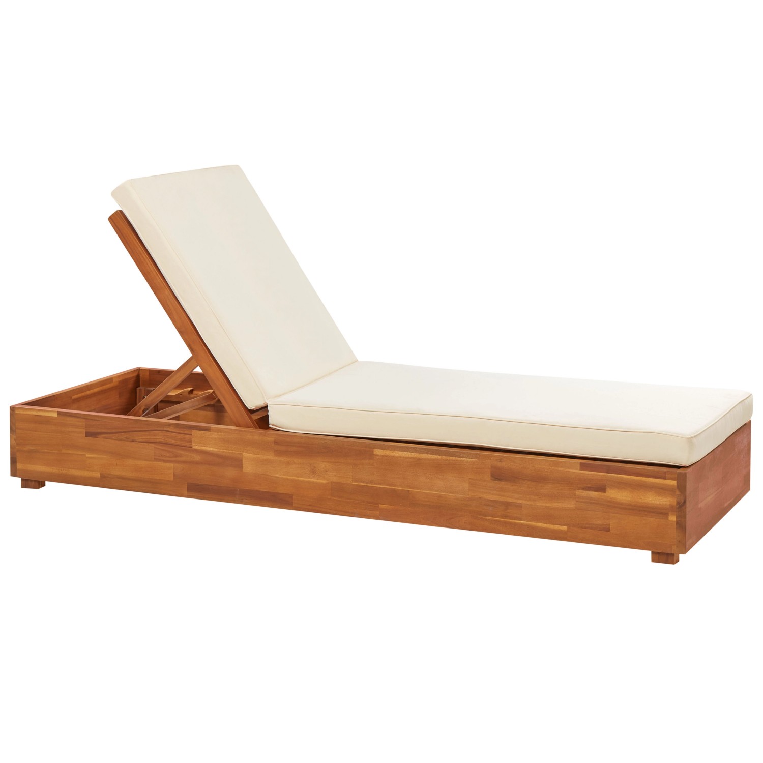 Beliani Gartenliege Heller Holzfarbton Weiss 190x63x23 günstig online kaufen