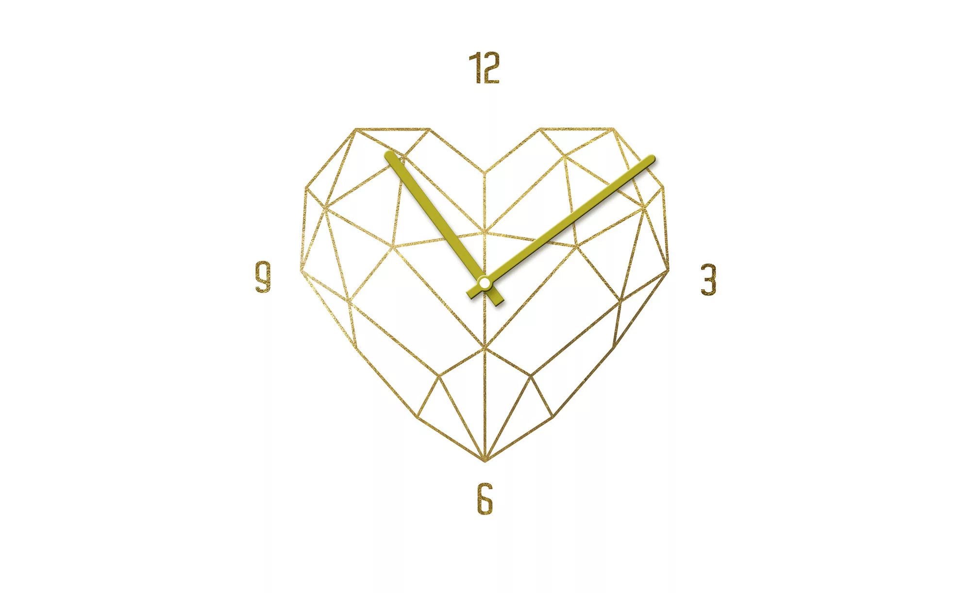 Glasuhr rund  Golden Polygon Heart - Dekoration > Uhren & Wetterstationen - günstig online kaufen