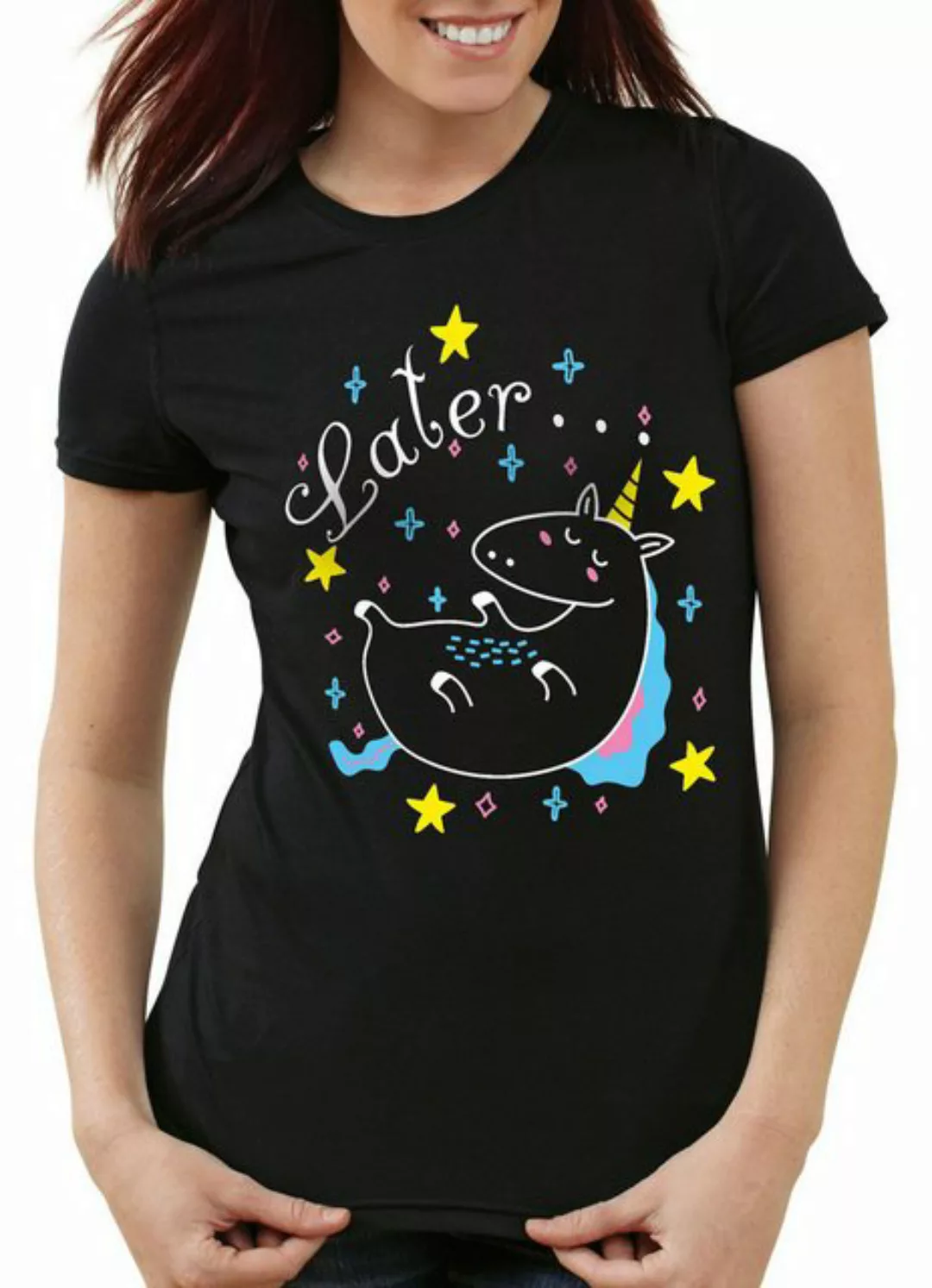 style3 T-Shirt Later Sleepy Unicorn Einhorn pferd fun funshirt do it später günstig online kaufen