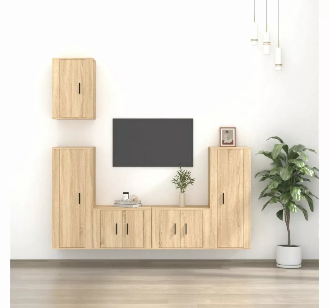 furnicato TV-Schrank 5-tlg. TV-Schrank-Set Sonoma-Eiche Holzwerkstoff günstig online kaufen