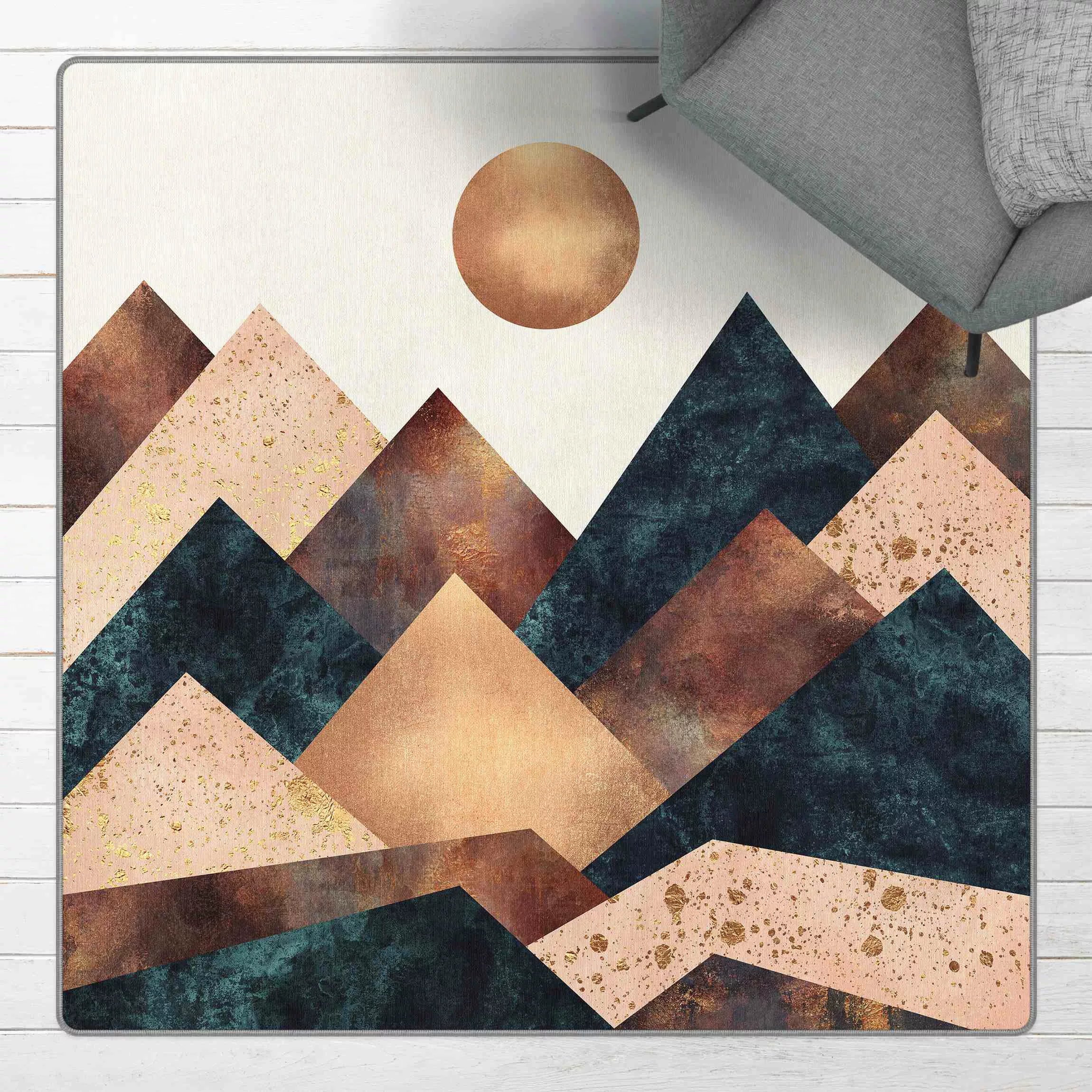 Teppich Geometrische Berge Bronze günstig online kaufen