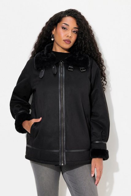 Ulla Popken Outdoorjacke Aviator-Jacke Shearling Lammfelloptik Kragen günstig online kaufen