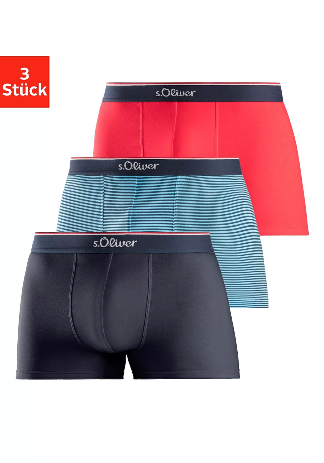 s.Oliver Boxer, (Packung, 3 St.), in modischen Designs günstig online kaufen