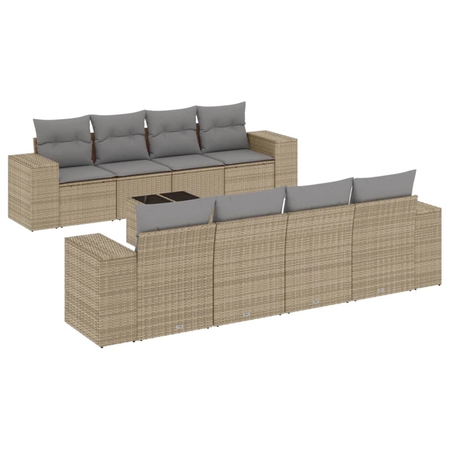 vidaXL 9-Tlg Garten-Sofagarnitur mit Kissen Beige Poly Rattan 3254686 günstig online kaufen