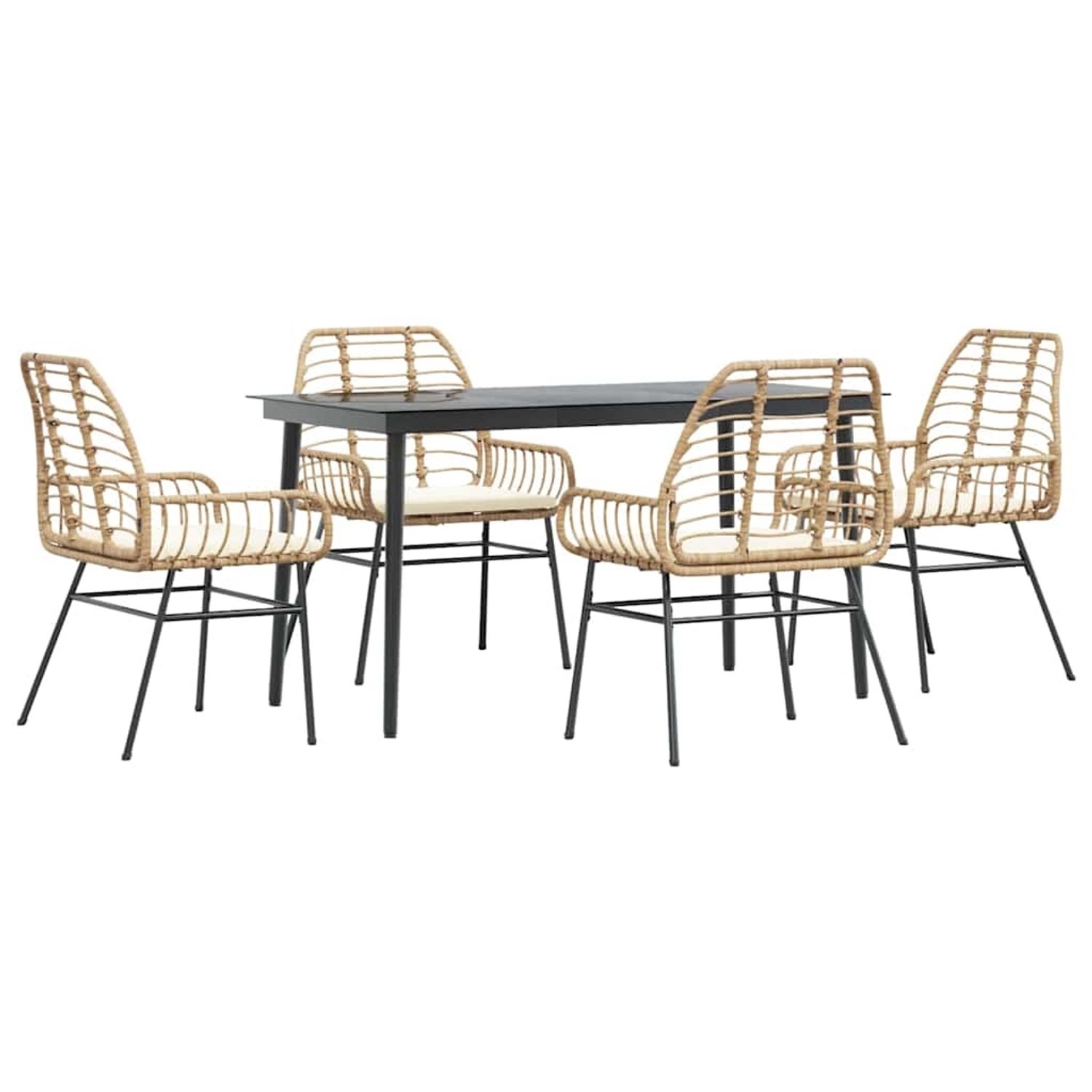 vidaXL 5-Tlg Garten-Essgruppe mit Kissen Braun Poly Rattan Glas 3334459 günstig online kaufen