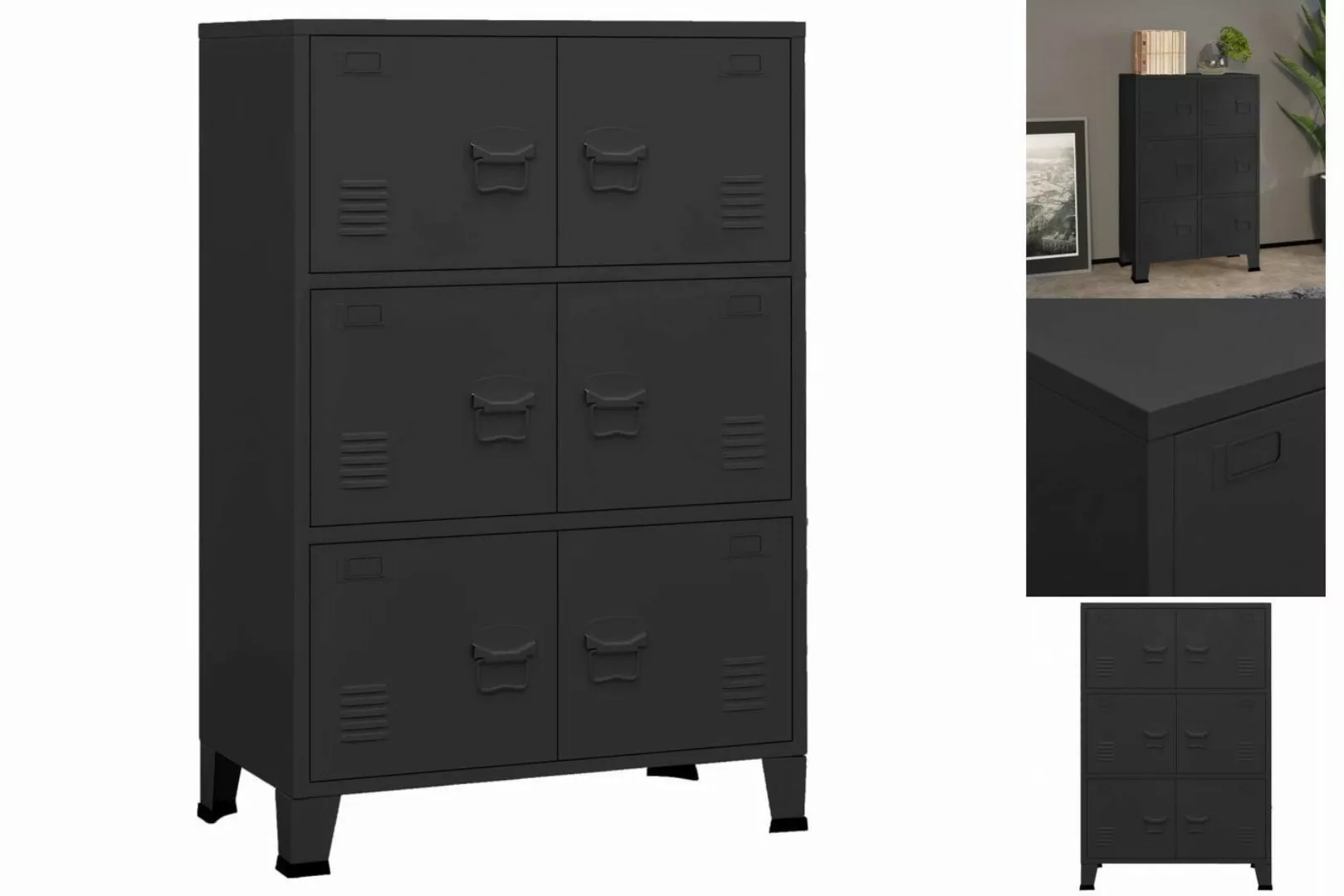 vidaXL Aktenschrank Aktenschrank Industrie-Stil Schwarz 75x40x115 cm Metall günstig online kaufen