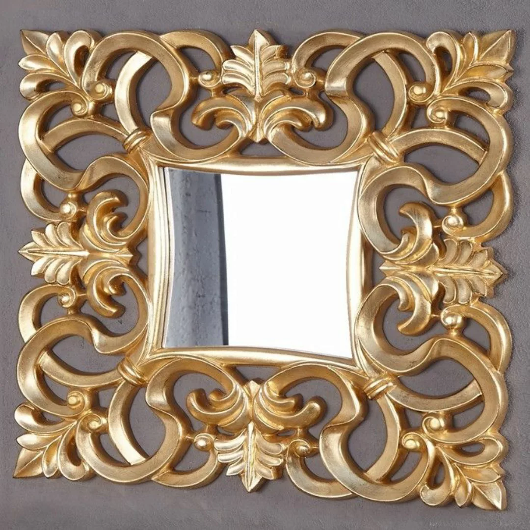 Romantischer Wandspiegel FLORENCE Gold Antik in Barock-Design 75cm x 75cm günstig online kaufen