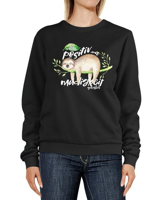 MoonWorks Sweatshirt Sweatshirt Damen Faultier Ich wurde positiv auf Müdigk günstig online kaufen
