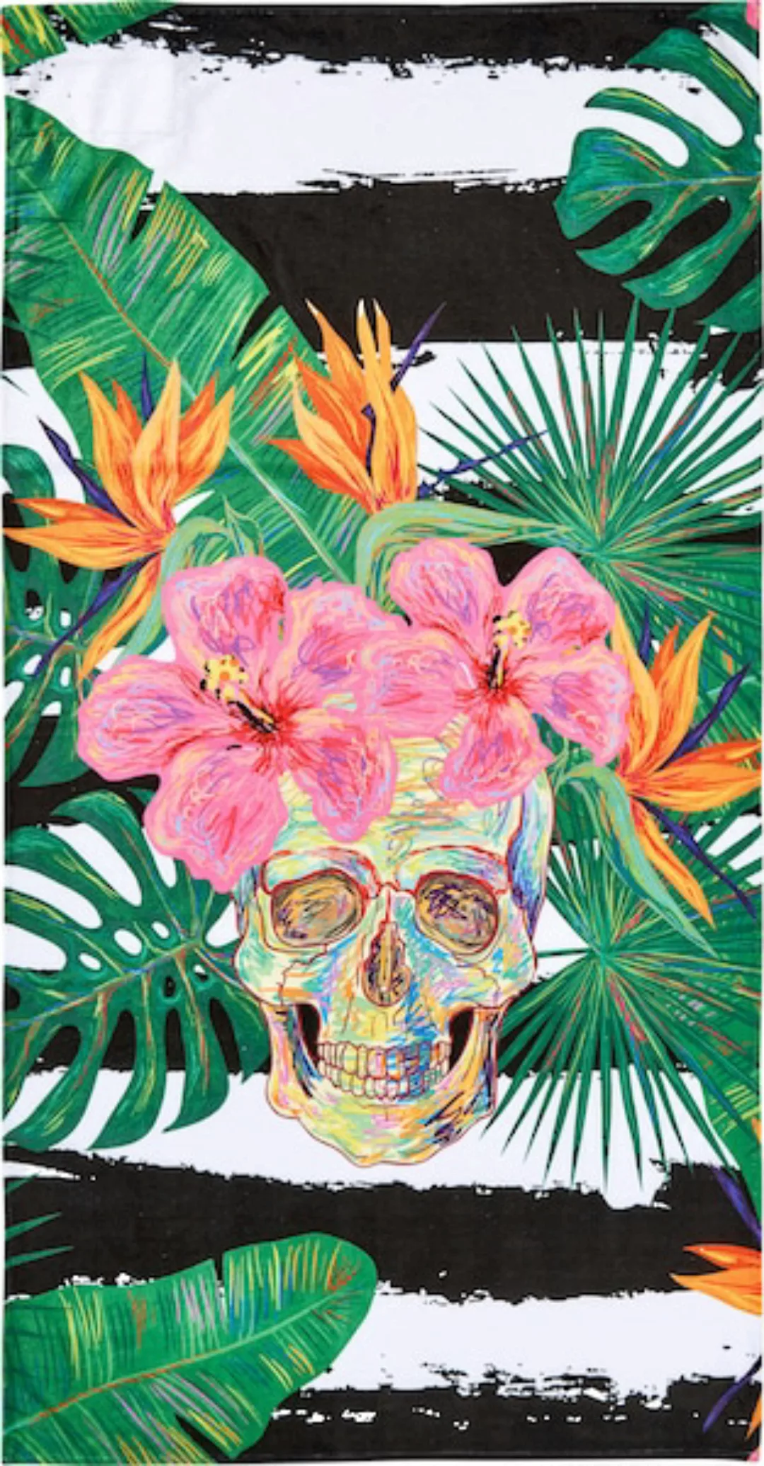 done.® Strandtuch »Summer Skull«, (1 St.), gestreift & Motiv, mit Reisversc günstig online kaufen