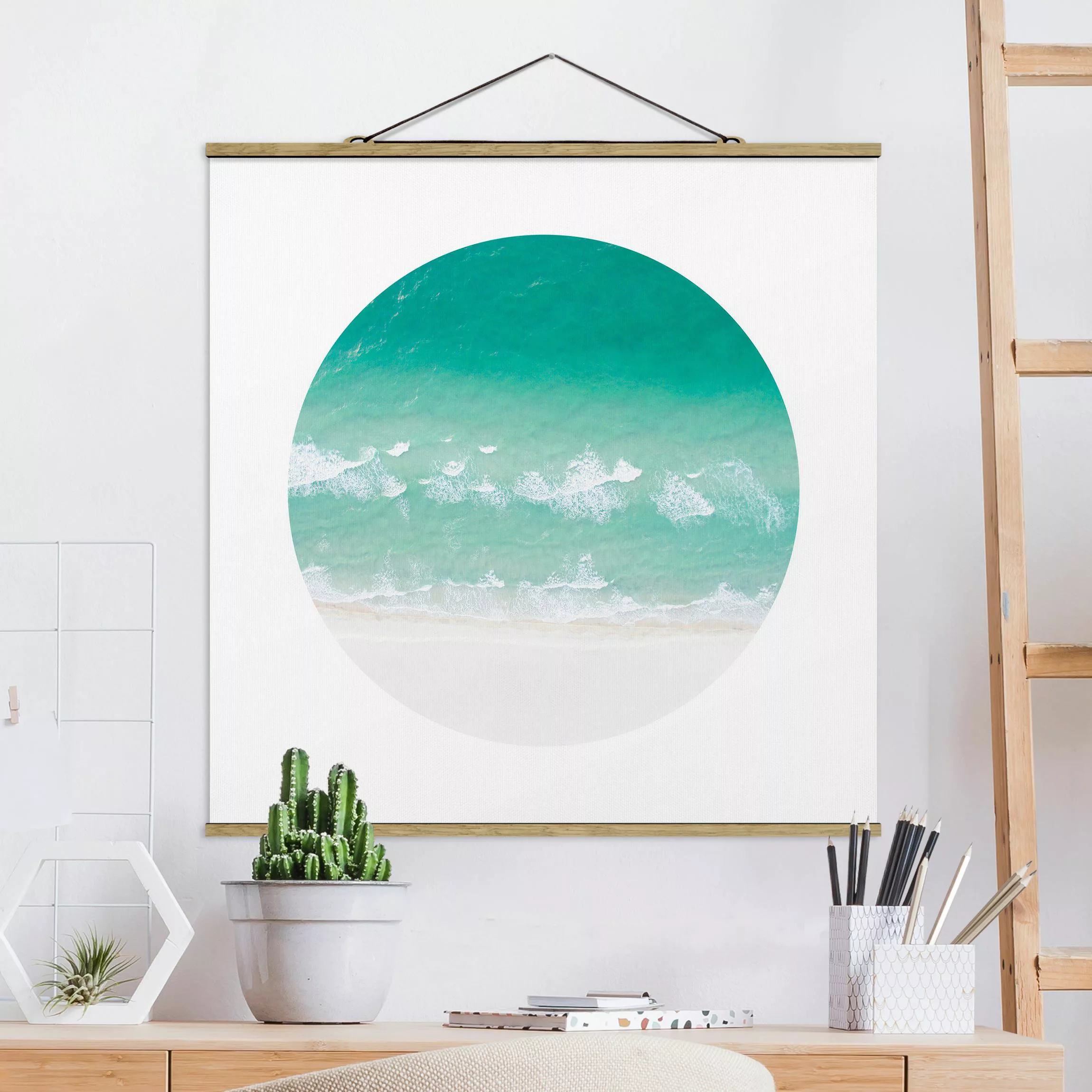 Stoffbild mit Posterleisten Das Meer im Kreis günstig online kaufen