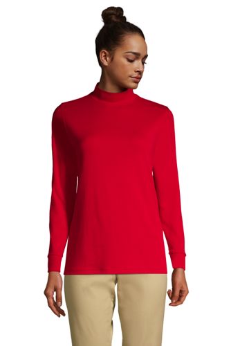 Stehkragen-Shirt, Damen, Größe: L Normal, Rot, Baumwolle, by Lands' End, Sa günstig online kaufen