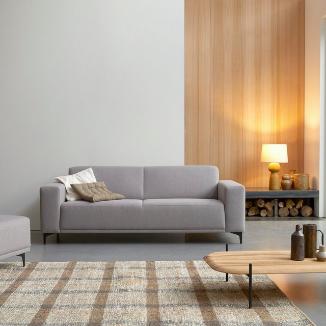 Tikamoon Sofa Lars 3-Sitzer-Sofa mit grauem Stoffbezug günstig online kaufen