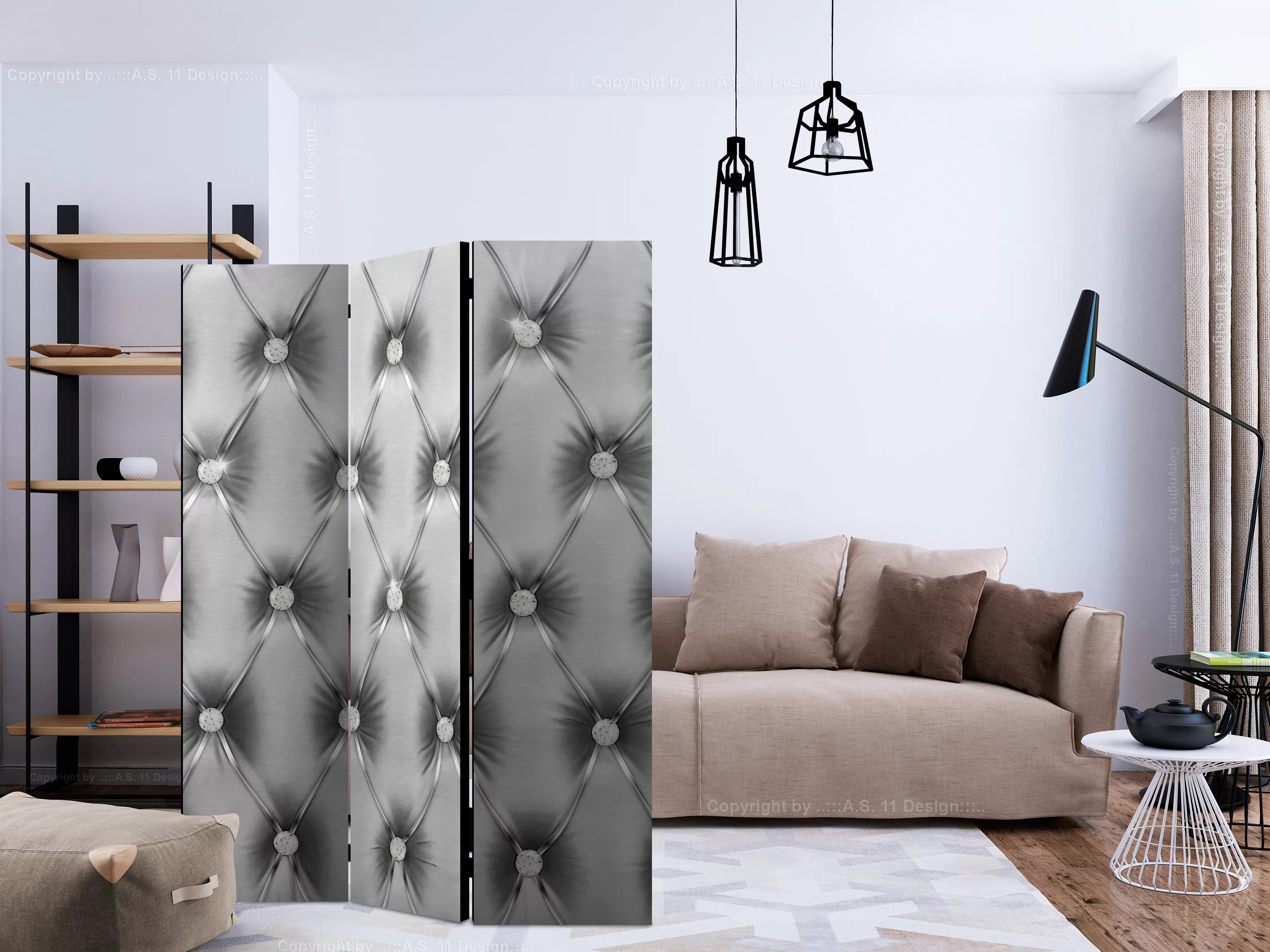 3-teiliges Paravent - Silver Luxury [room Dividers] günstig online kaufen