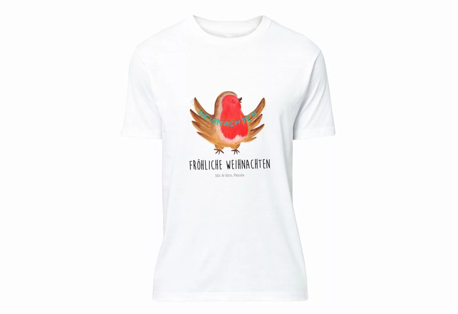 Mr. & Mrs. Panda T-Shirt Rotkehlchen Weihnachten - Weiß - Geschenk, Advent, günstig online kaufen