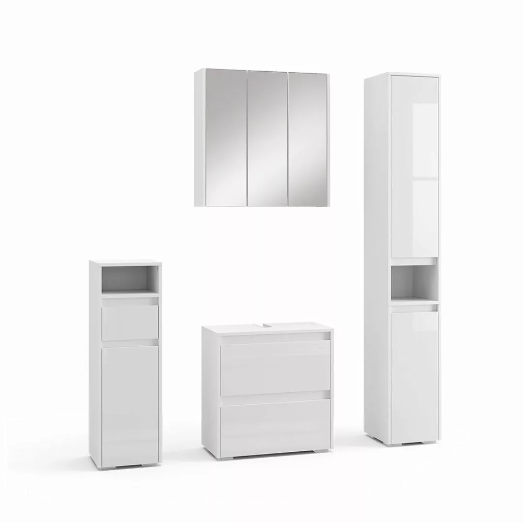 Vicco Badmöbel-Set Majest, Weiß/Weiß Hochglanz, 4 günstig online kaufen