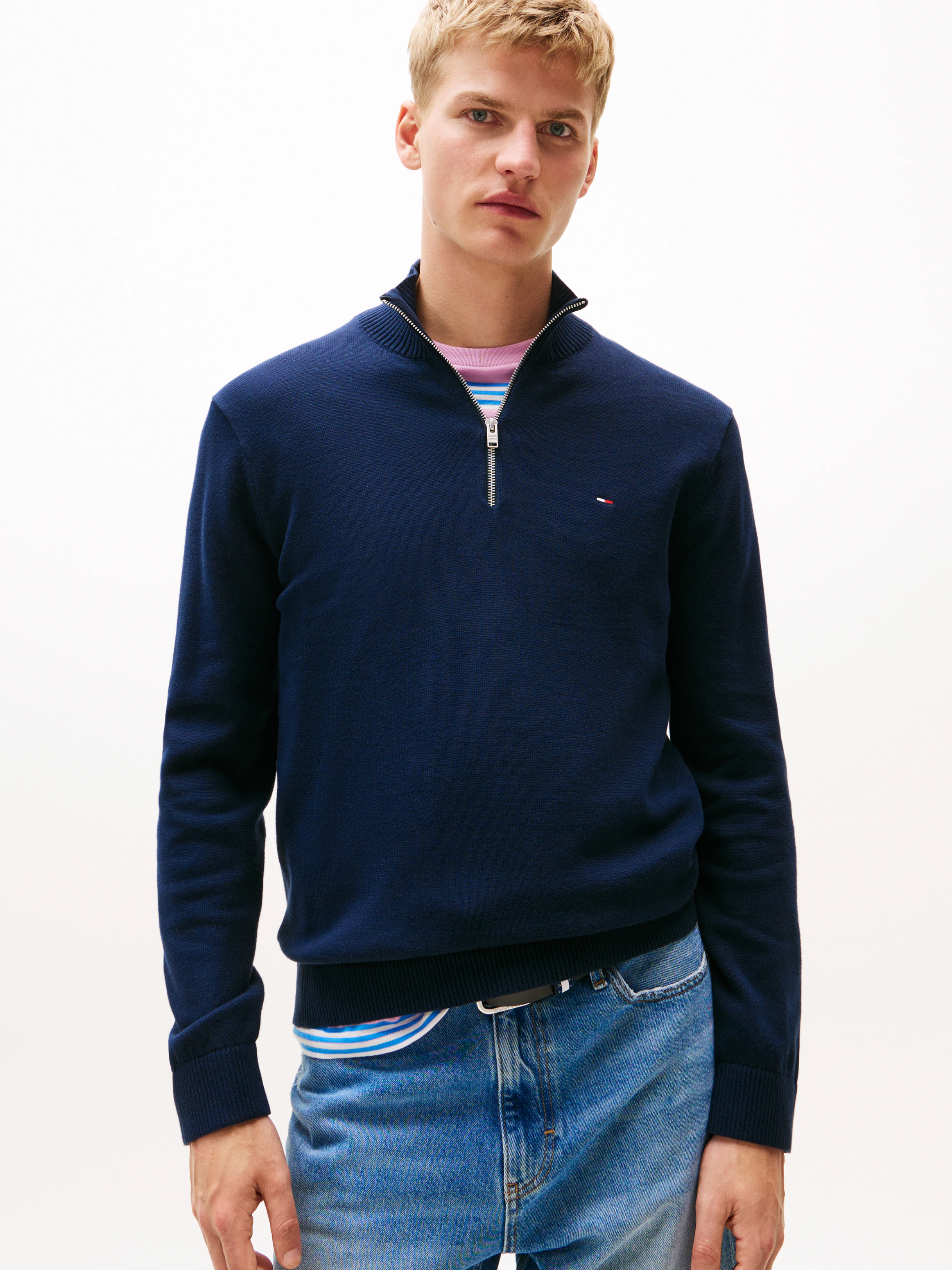 Tommy Jeans Strickpullover "TJM SLM ESS LIGHT ¼ ZIP SWTR EXT", Mit Rundhals günstig online kaufen