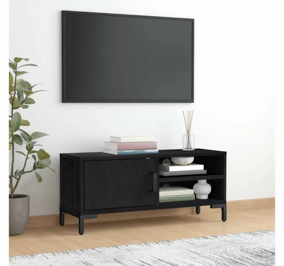 vidaXL TV-Schrank TV-Schrank Schwarz 90x30x40 cm Massivholz Kiefer Recycelt günstig online kaufen