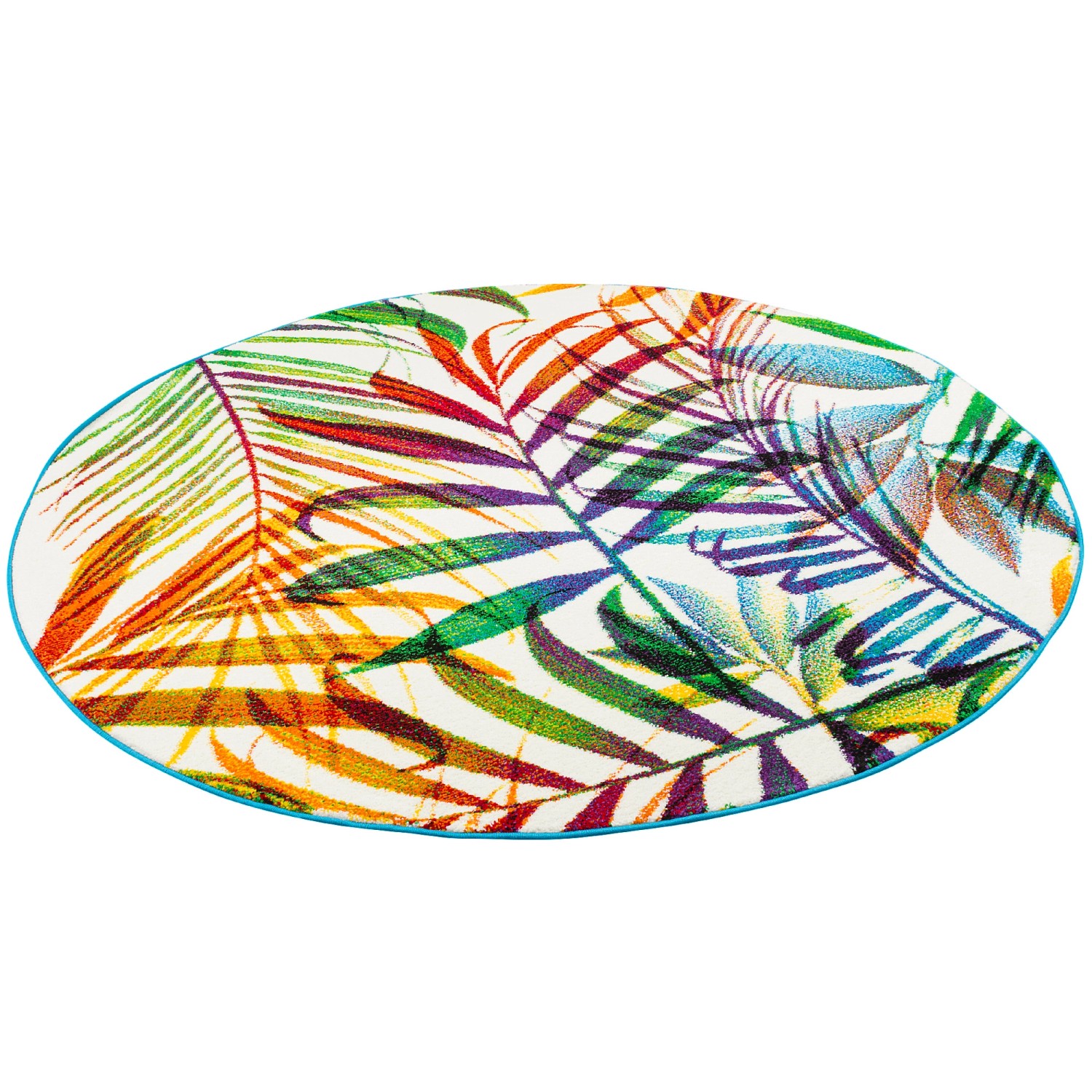 Pergamon Designer Teppich Faro Tropical Bunte Zweige Bunt 120cm Rund günstig online kaufen