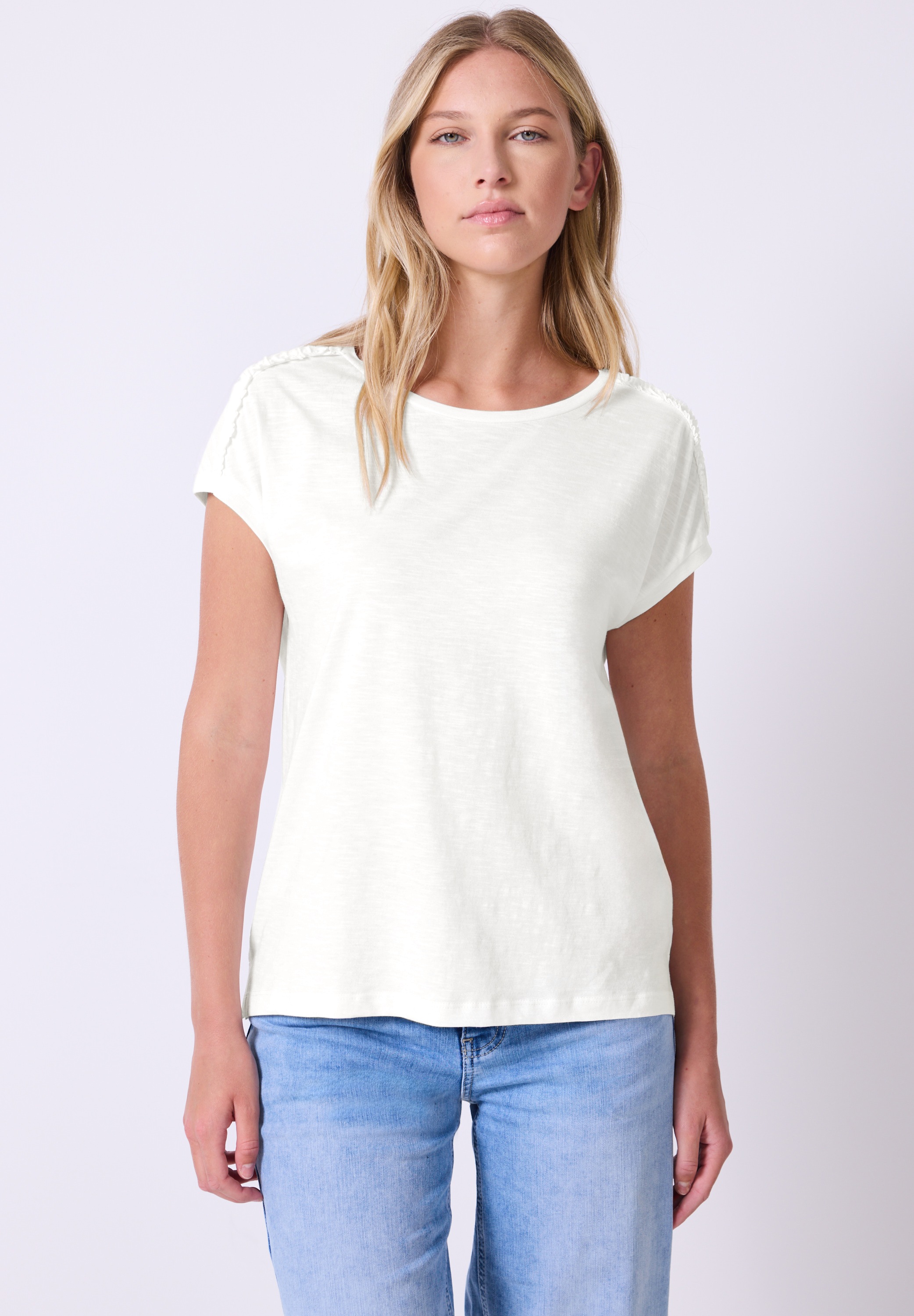 STREET ONE STUDIO T-Shirt, aus elastischem Materialmix günstig online kaufen