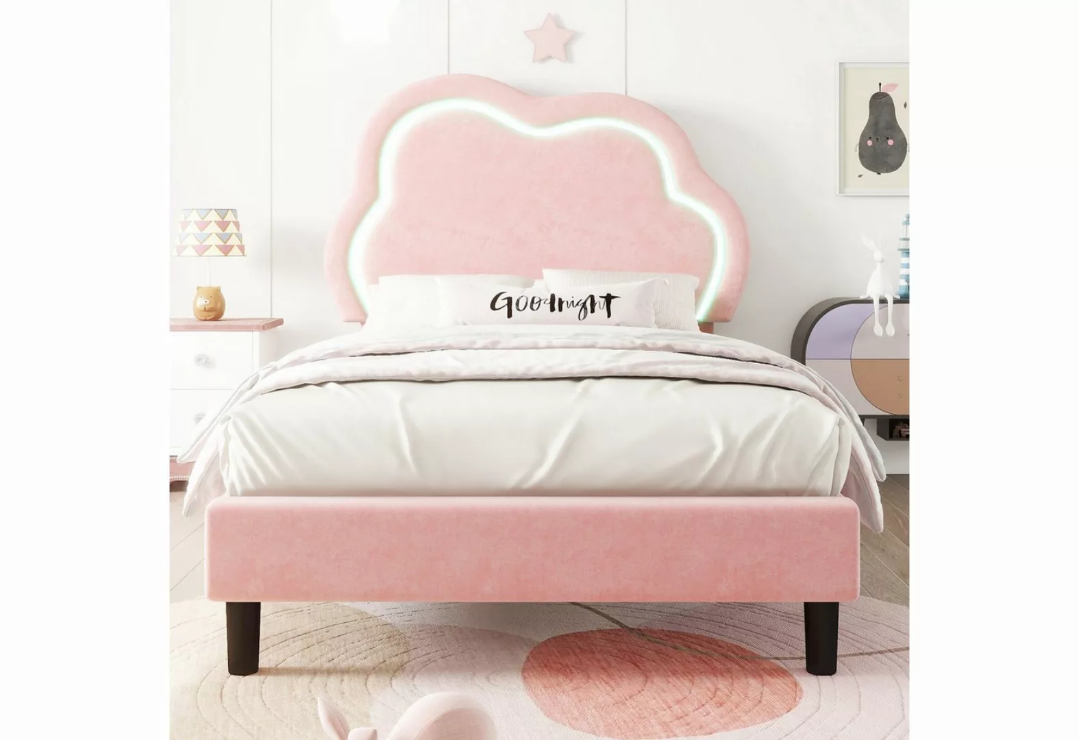 OKWISH Kinderbett Jugendbett Polsterbett Bett Einzelbett Gästebett (mit ver günstig online kaufen