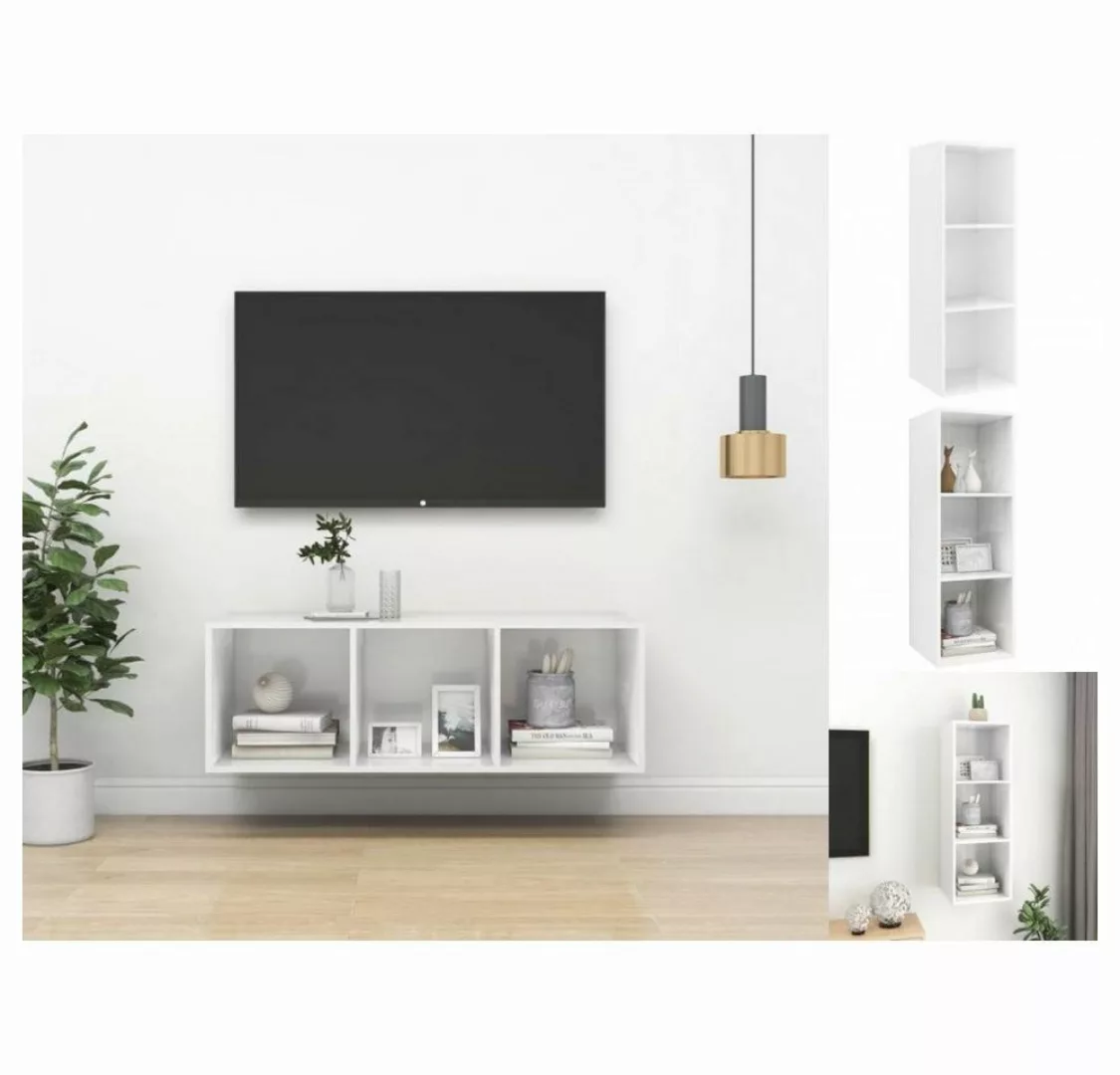 vidaXL TV-Schrank TV-Wandschrank Hochglanz-Weiß 37x37x107 cm Spanplatte günstig online kaufen