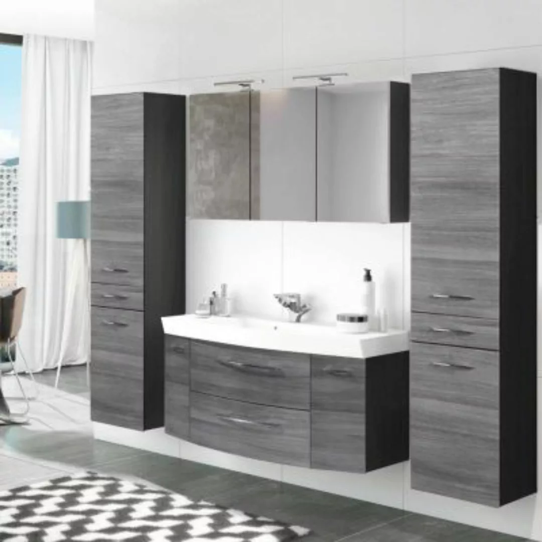 Lomadox Badezimmer Waschplatz Set 4-tlg mit 120cm Waschtisch & Spiegelschra günstig online kaufen