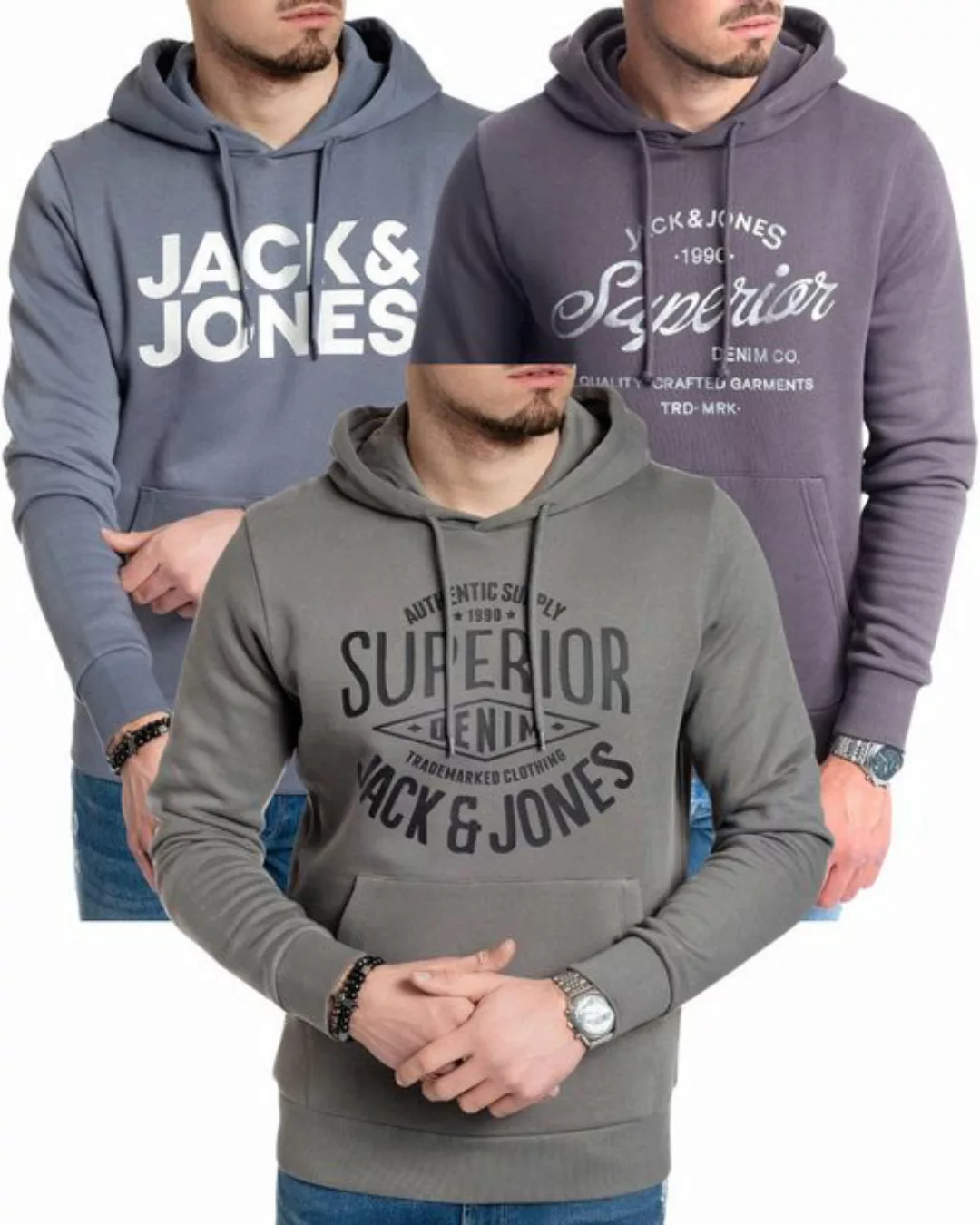 Jack & Jones Kapuzensweatshirt modische Hoodies mit Logoprint (Spar-Set, 3e günstig online kaufen