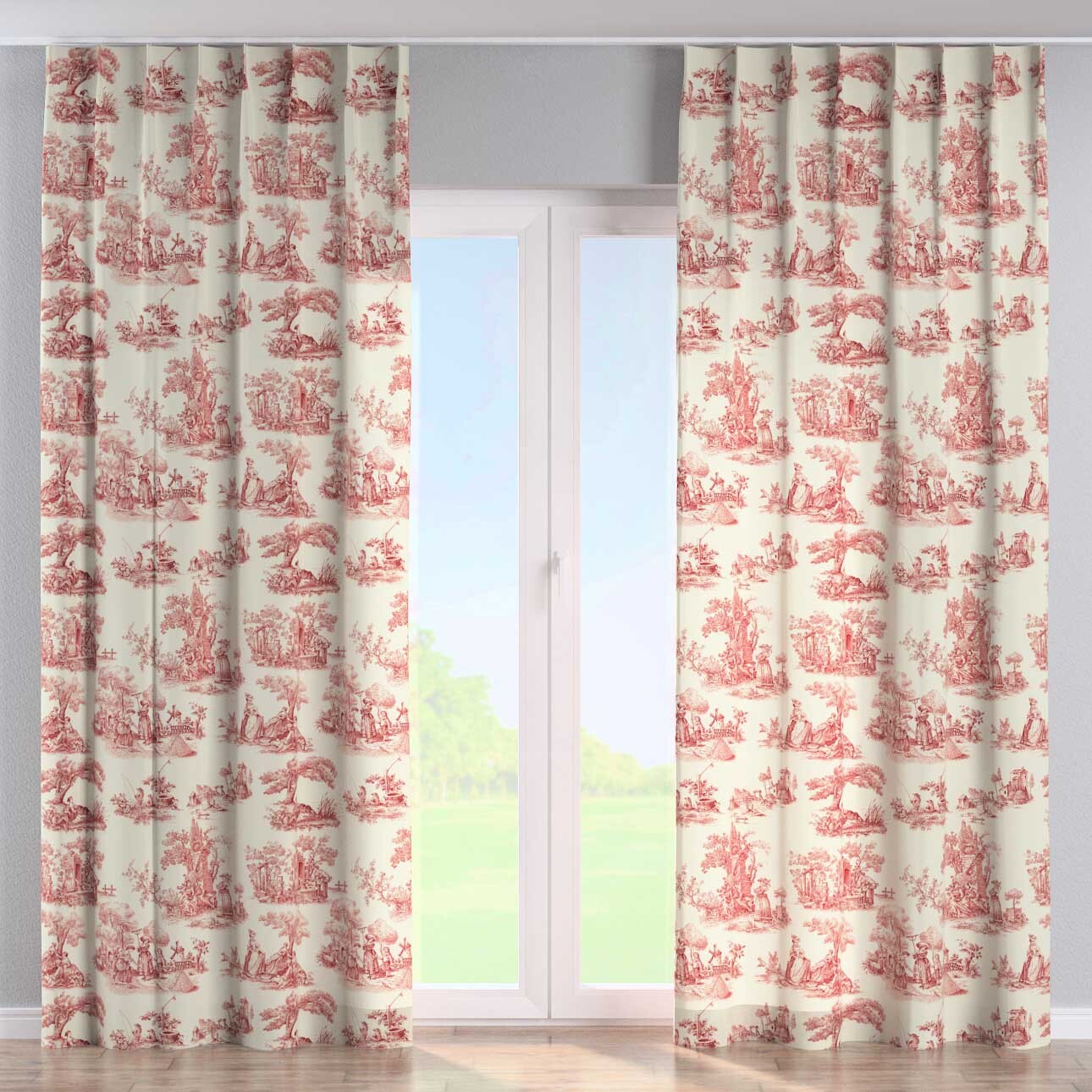 Vorhang mit flämischen 1-er Falten, creme- rot, Avinon (132-15) günstig online kaufen