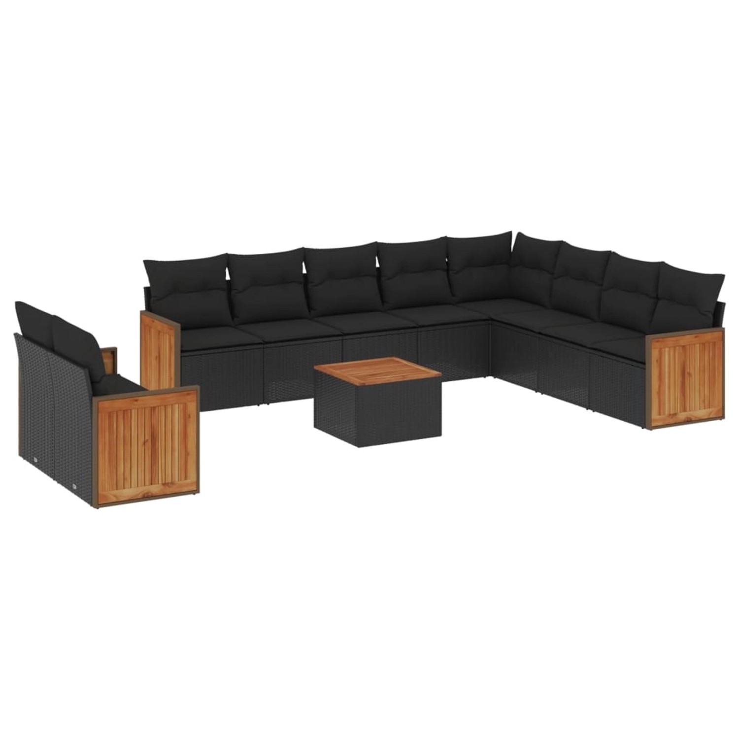 vidaXL 11-Tlg Garten-Sofagarnitur mit Kissen Schwarz Poly Rattan 3260200 günstig online kaufen