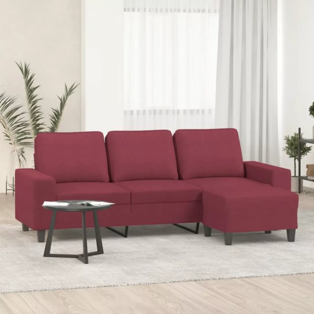 vidaXL Sofa 3-Sitzer-Sofa mit Hocker Weinrot 180 cm Stoff günstig online kaufen