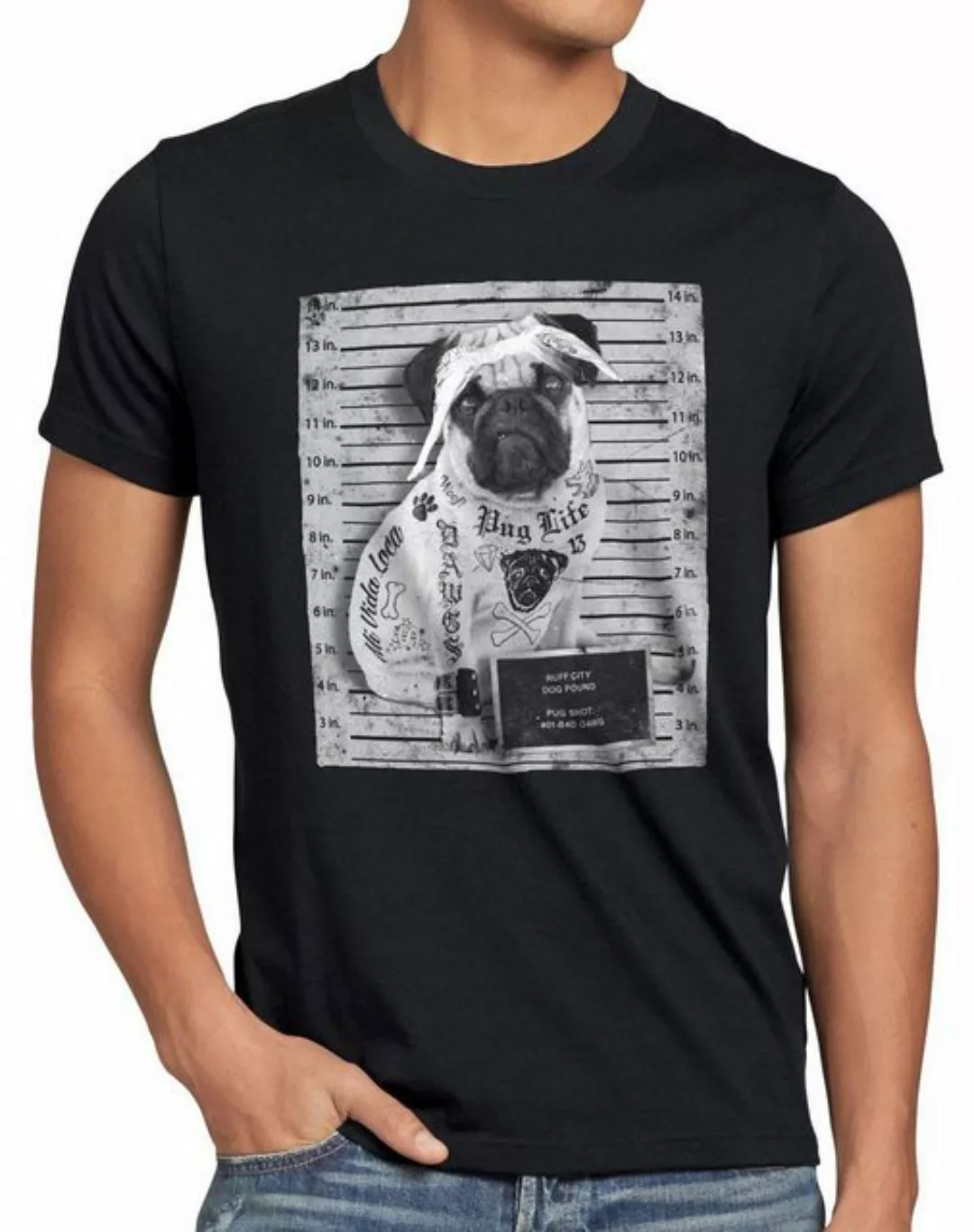 style3 T-Shirt Mops Tattoo pug hund gangster rock punk inked tätowiert bike günstig online kaufen