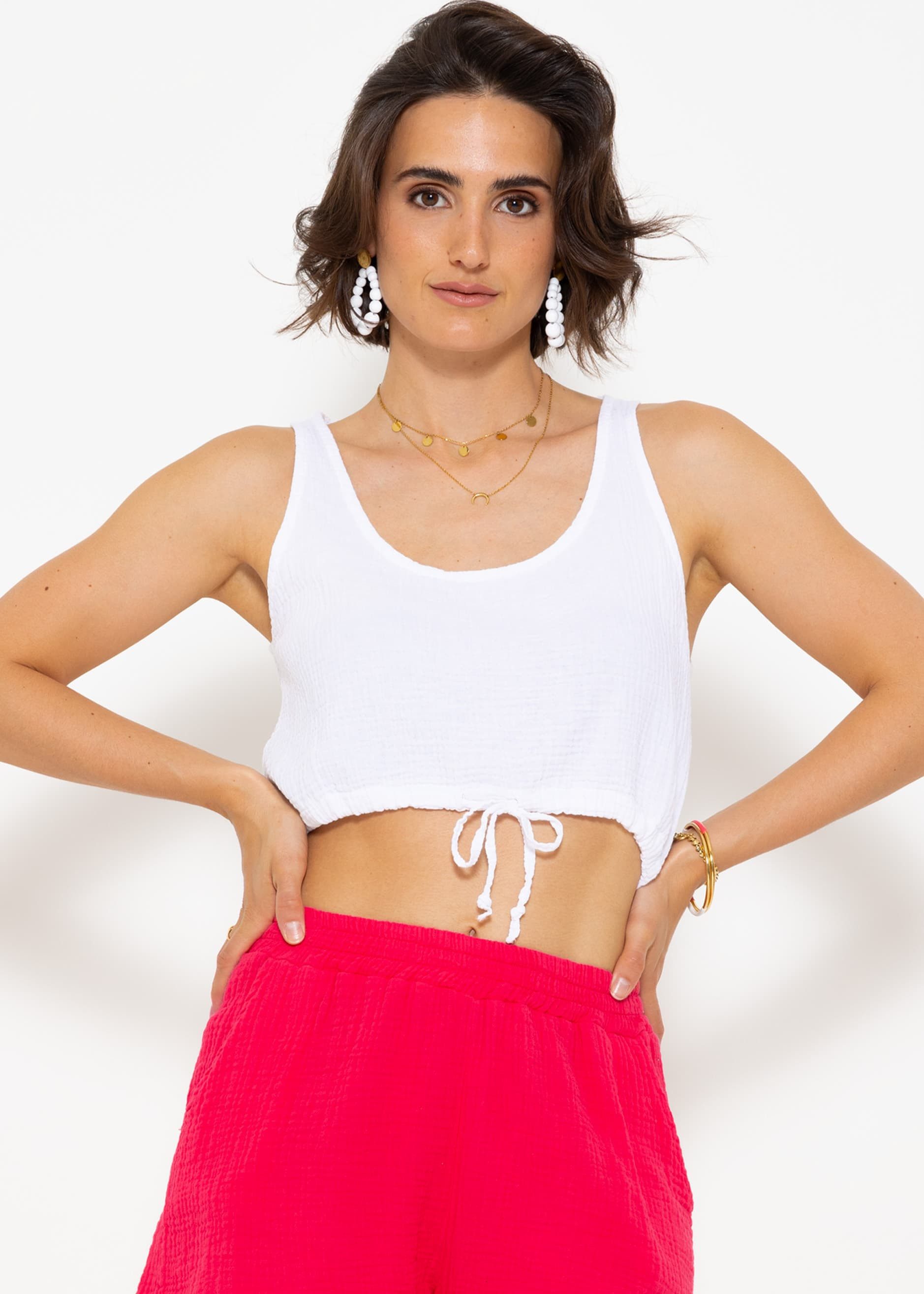 SASSYCLASSY Crop-Top Musselin Trägertop für Damen günstig online kaufen