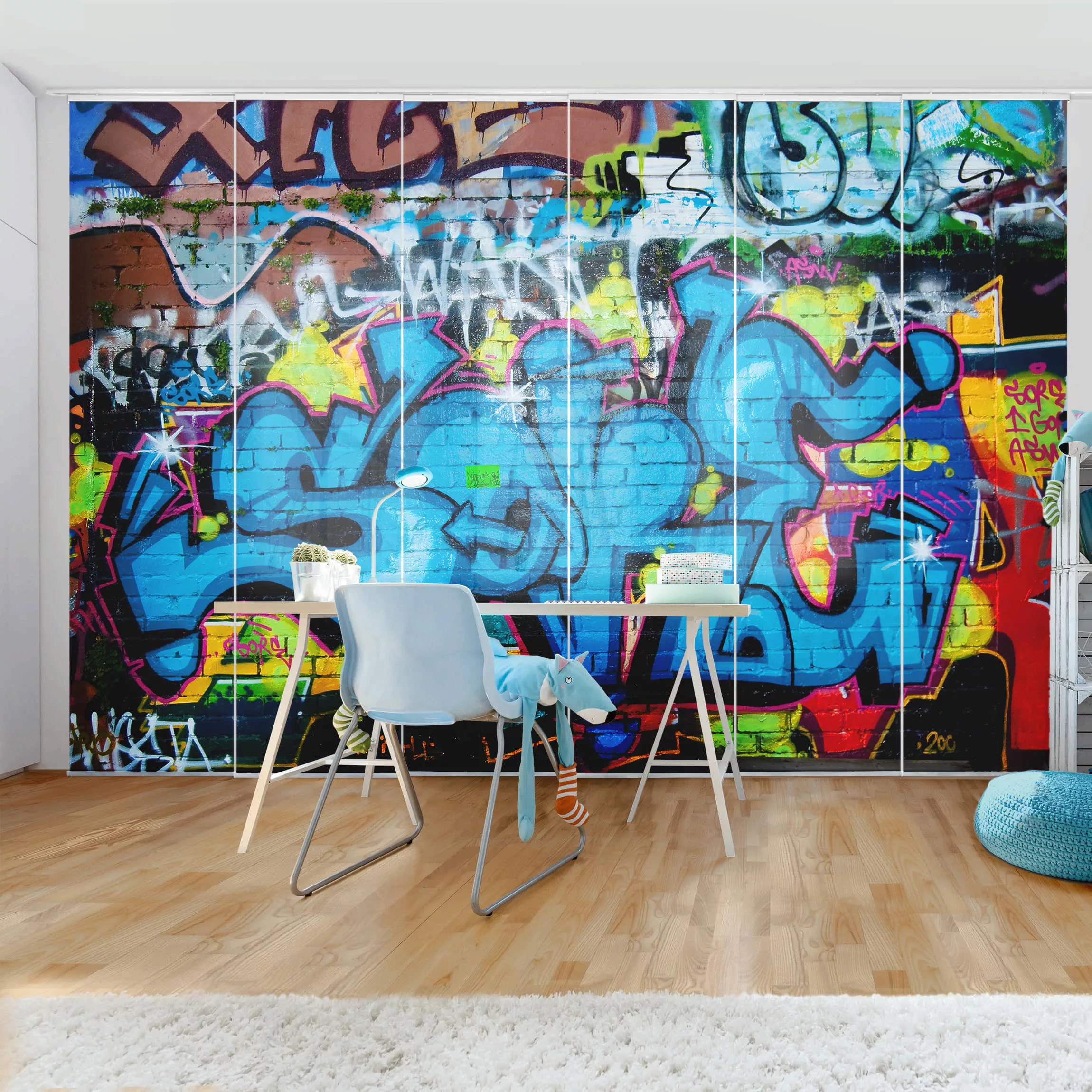Schiebegardinen Set Kinderzimmer Colours of Graffiti günstig online kaufen