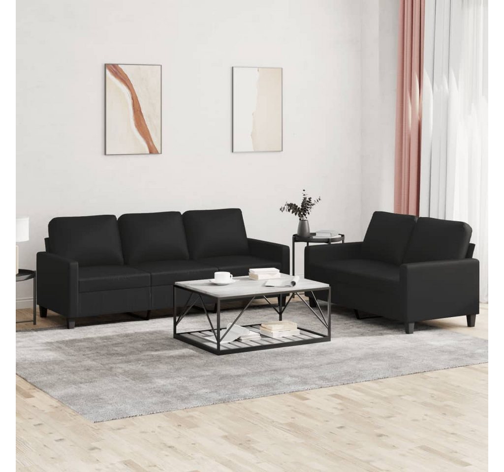 vidaXL Sofa Sofagarnitur mit Kissen Kunstleder, Standard, Schwarz günstig online kaufen