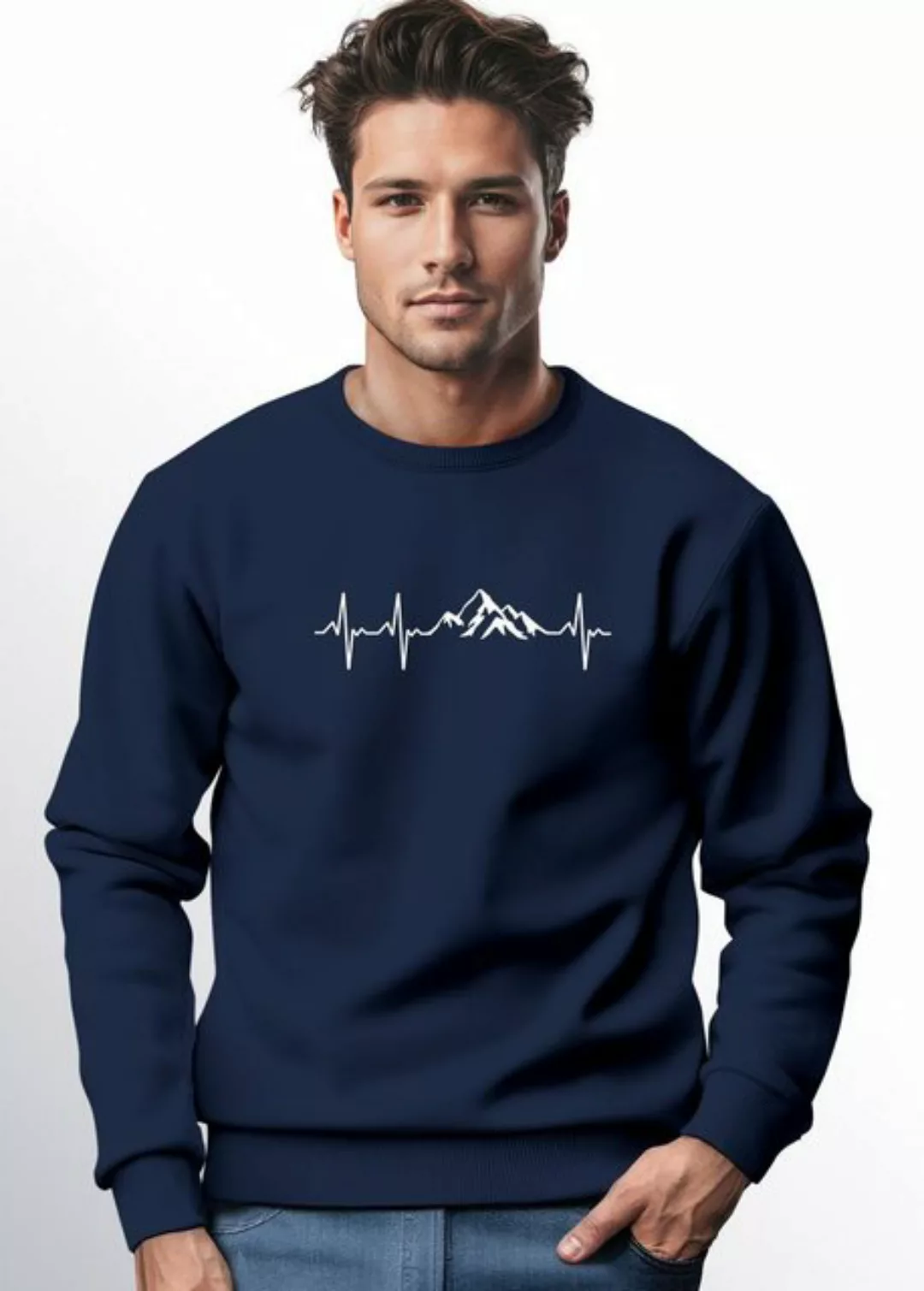 Neverless Sweatshirt Sweatshirt Herren Wandern Berge Herzschlag Outdoor Run günstig online kaufen