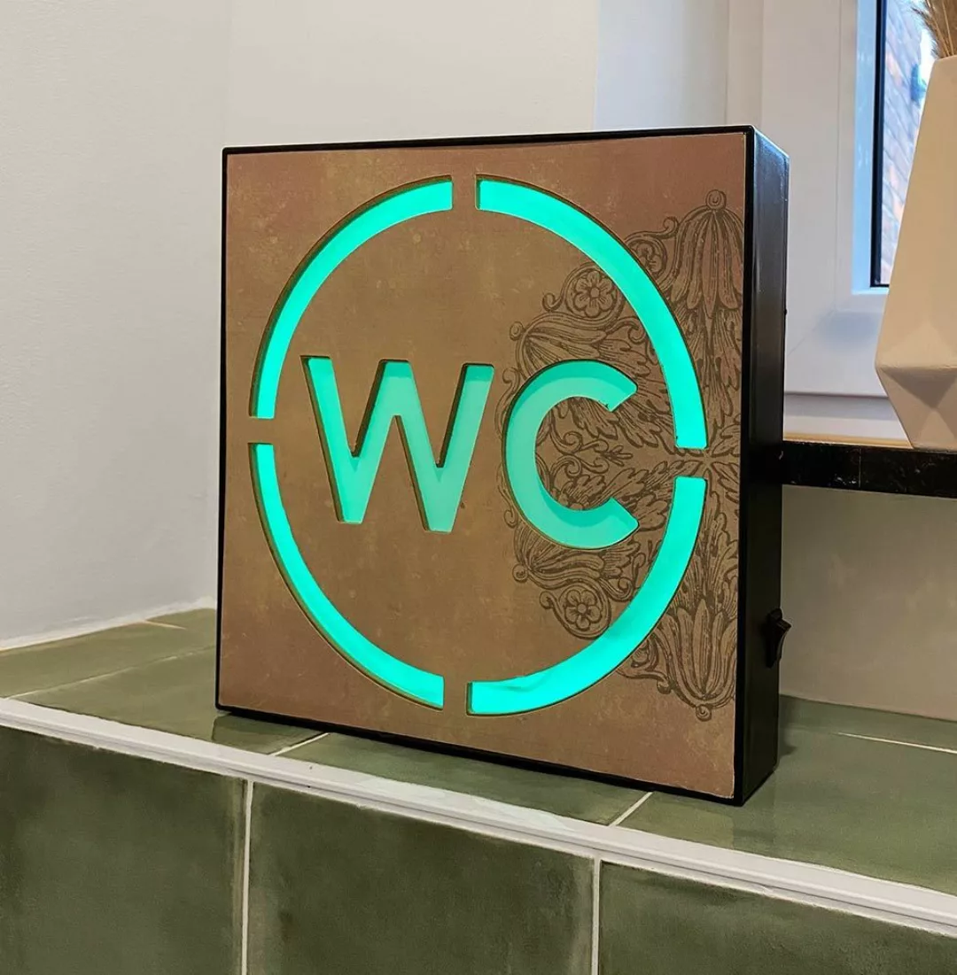Wandleuchte WC Schild mit LED Beleuchtung Grün Toilettenschild Vintage 25x2 günstig online kaufen