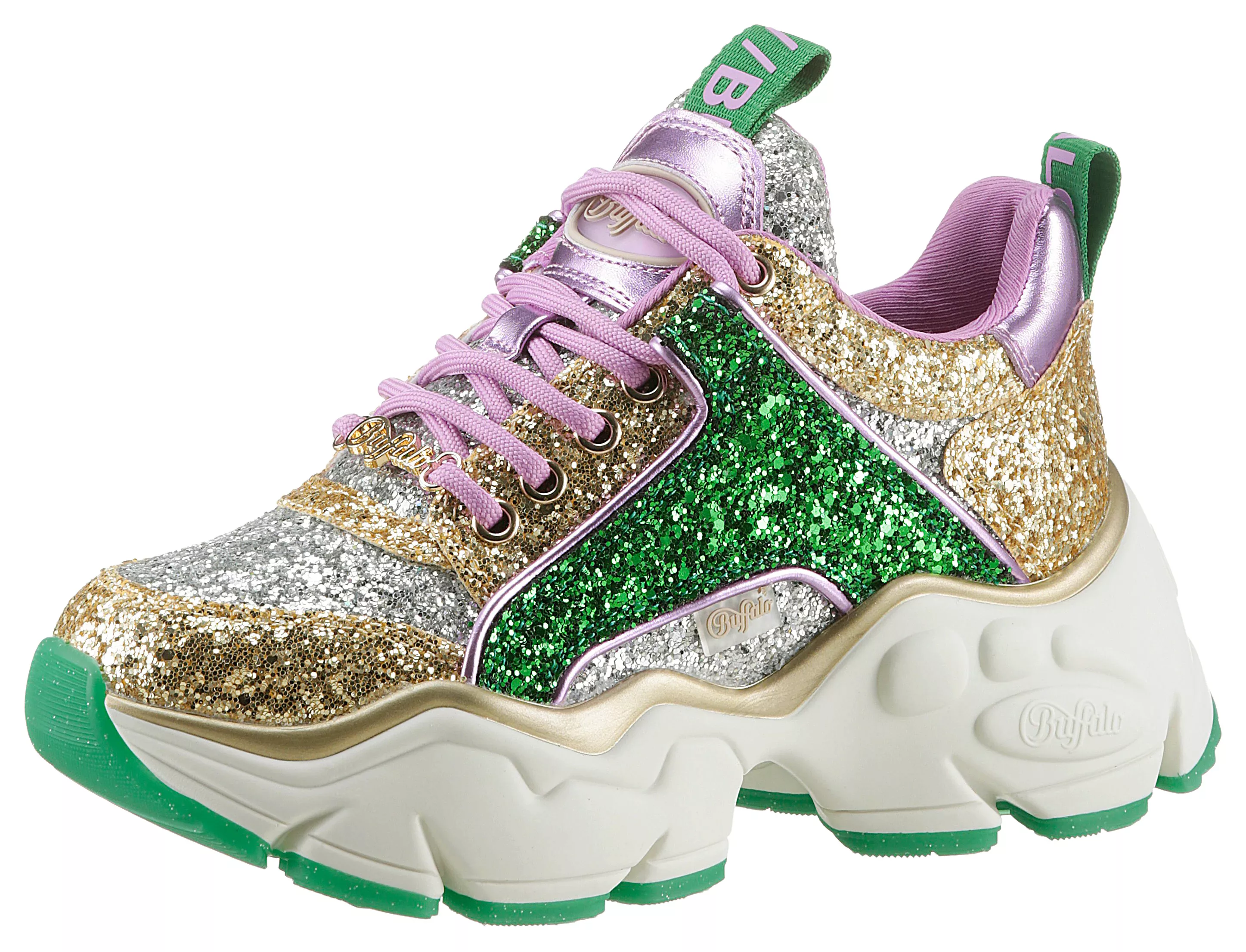 Buffalo Sneaker "BINARY GLAM", im trendigen Glitter-Look, Freizeitschuh, Ha günstig online kaufen