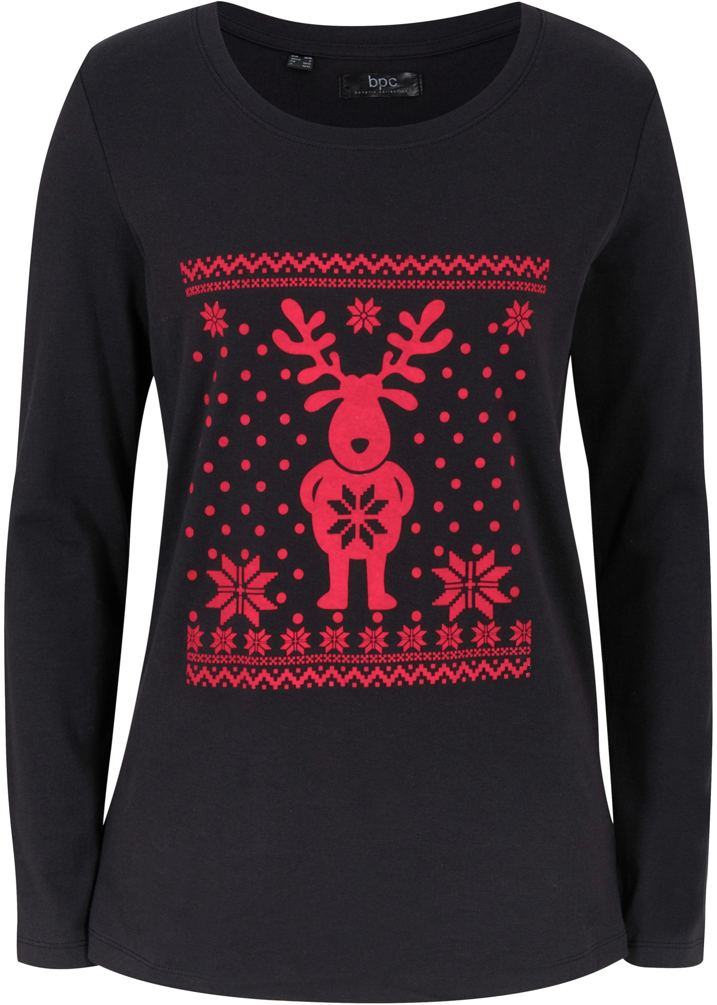 Baumwoll-Langarmshirt mit Weihnachtsmotiv günstig online kaufen