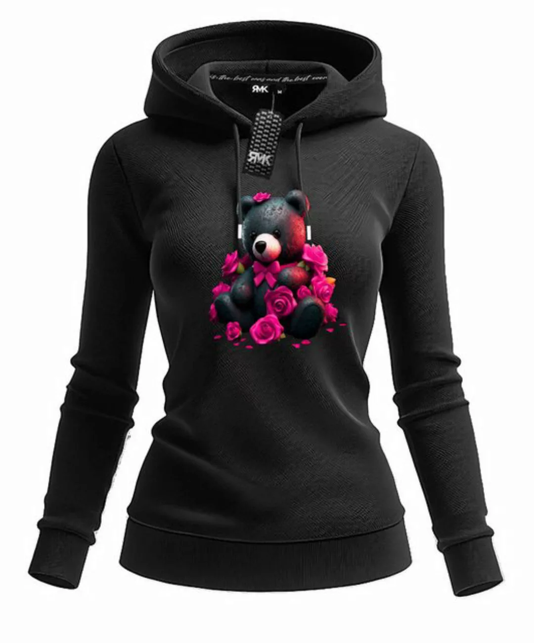 RMK Kapuzenpullover Damen Hoodie Pullover Basic Pulli mit Teddybär Herzen R günstig online kaufen