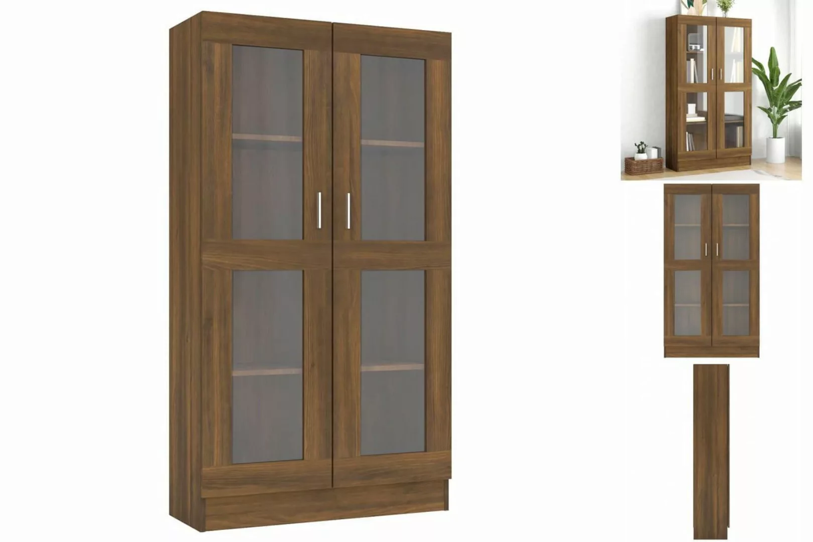 vidaXL Vitrine Vitrinenschrank Braun Eiche-Optik 82,5x30,5x150cm Spanplatte günstig online kaufen